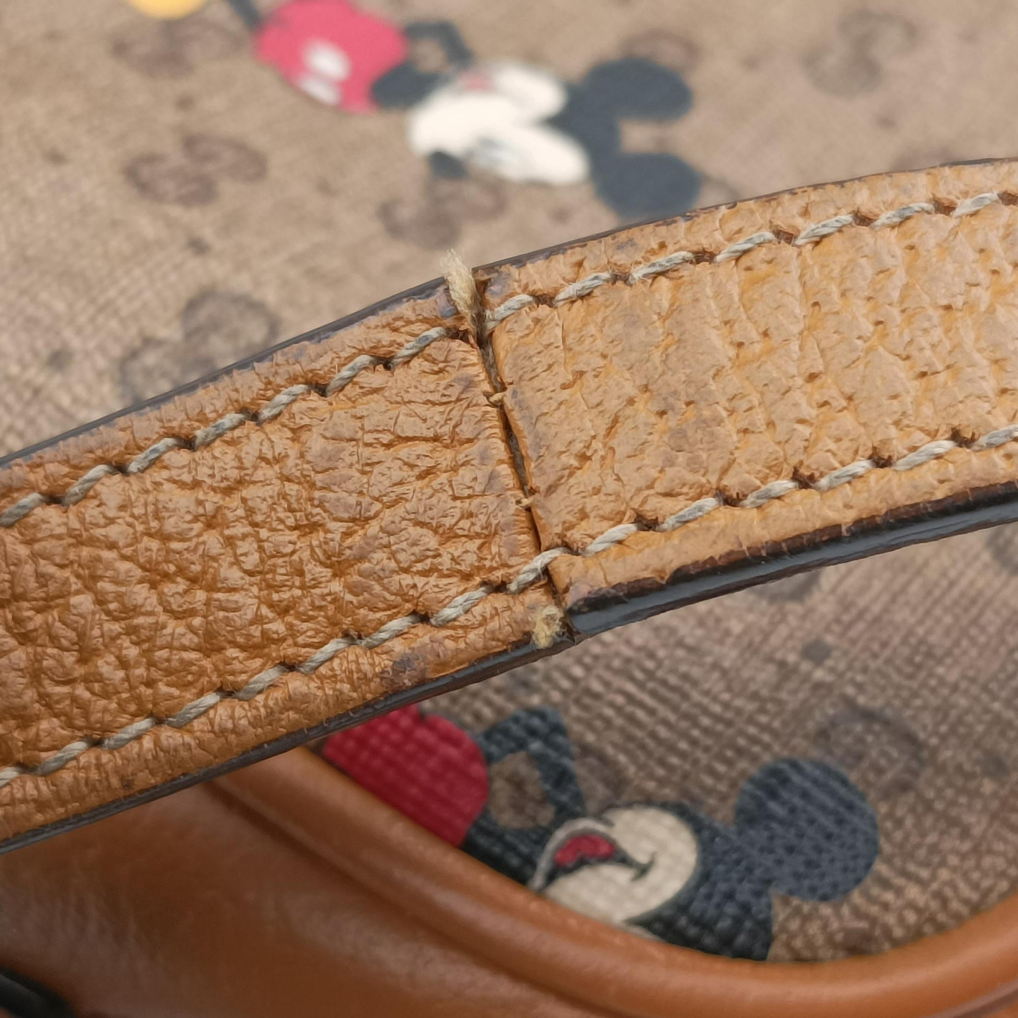 Pre-owned Gucci Mickey Mouse Disney collaboration Brown×Multicolour PVC coated canvas×leather 602536 shoulderbag | stylenewstar