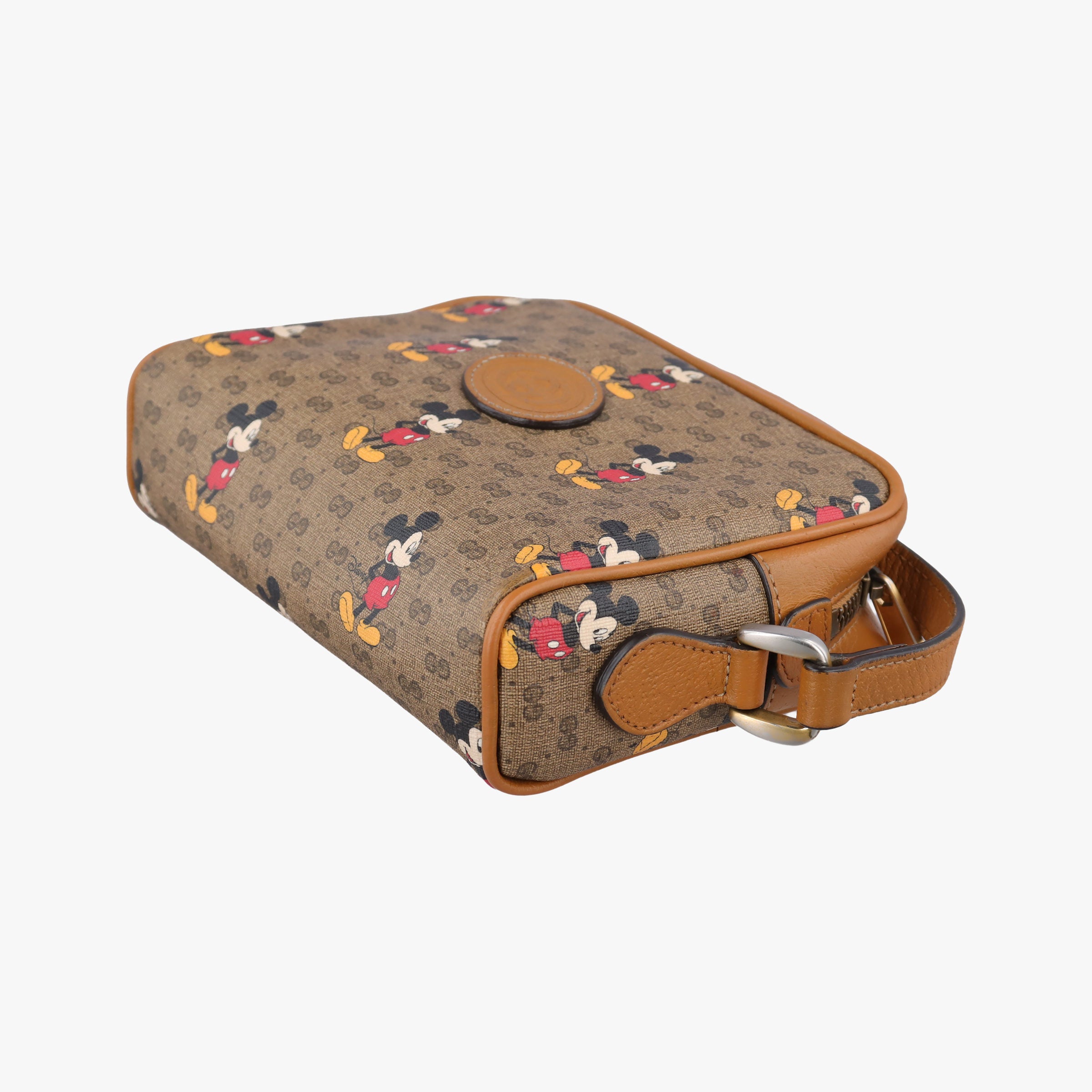 Pre-owned Gucci Mickey Mouse Disney collaboration Brown×Multicolour PVC coated canvas×leather 602536 shoulderbag | stylenewstar