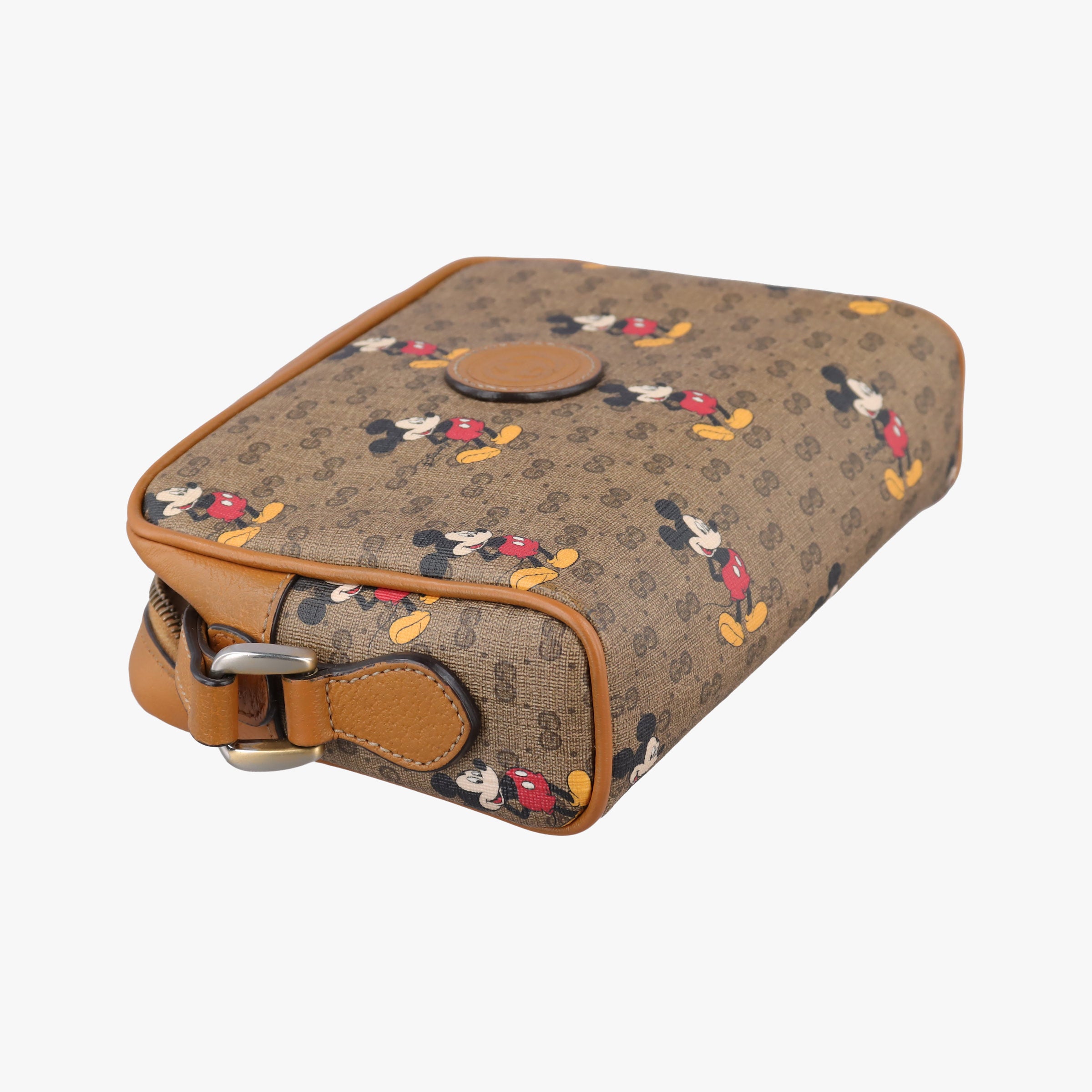 Pre-owned Gucci Mickey Mouse Disney collaboration Brown×Multicolour PVC coated canvas×leather 602536 shoulderbag | stylenewstar