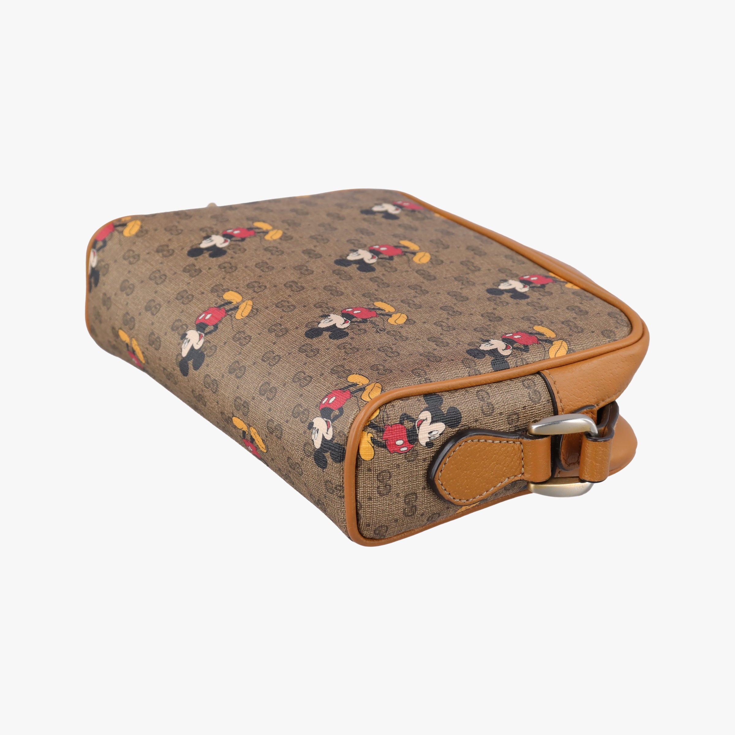 Pre-owned Gucci Mickey Mouse Disney collaboration Brown×Multicolour PVC coated canvas×leather 602536 shoulderbag | stylenewstar