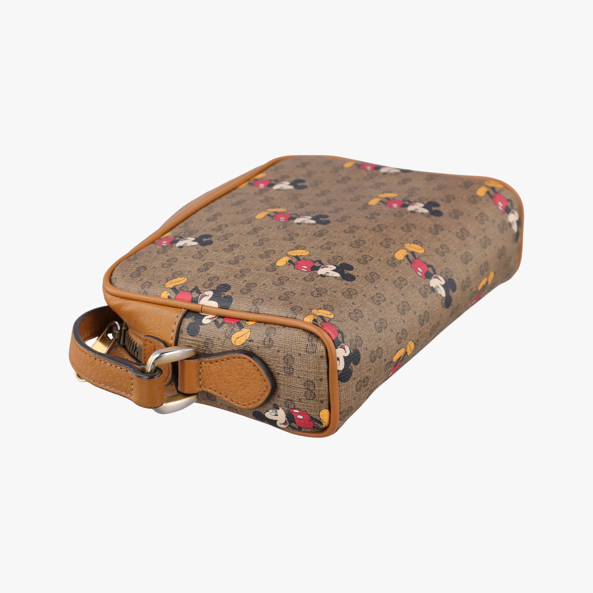 Pre-owned Gucci Mickey Mouse Disney collaboration Brown×Multicolour PVC coated canvas×leather 602536 shoulderbag | stylenewstar