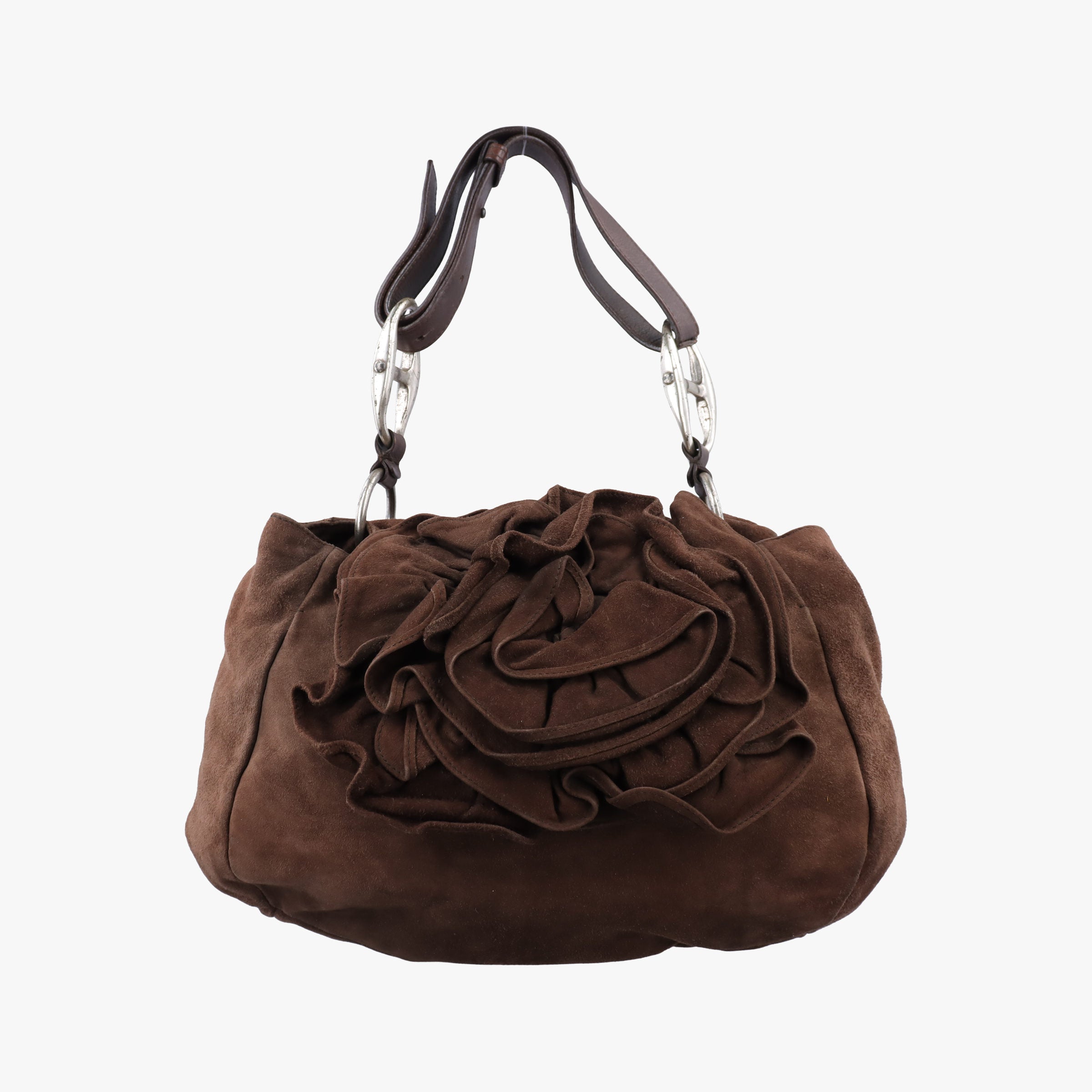 Pre-owned Yves Saint Laurent Mombasa Brown suede 112878 handbag | stylenewstar