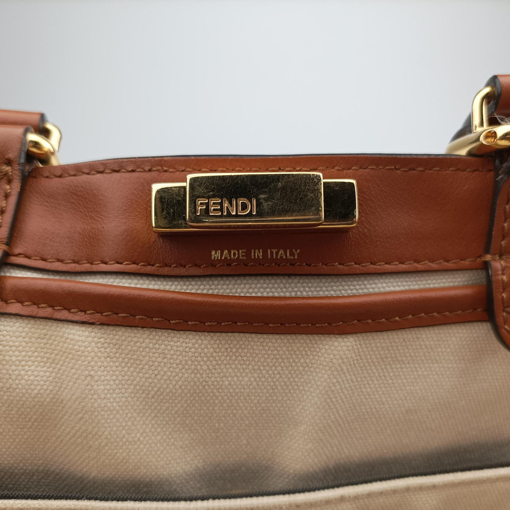 Vintage Fendi Peekaboo Beige canvas 8BH374 shoulderbag | stylenewstar