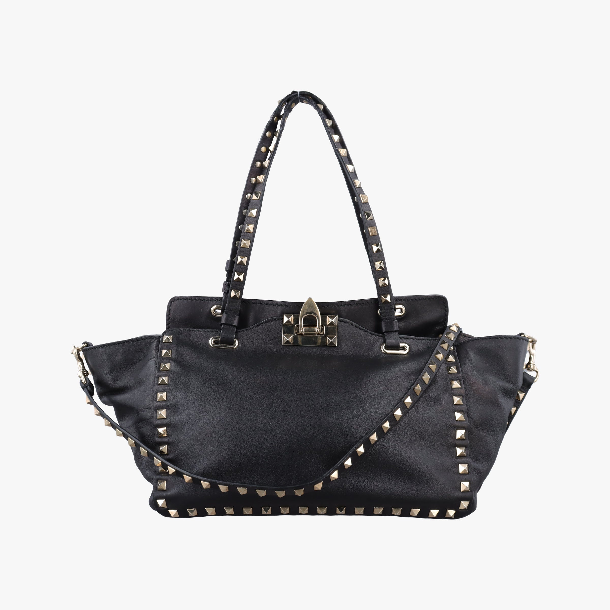 Pre-owned Valentino Rockstud Black Leather  shoulderbag | stylenewstar