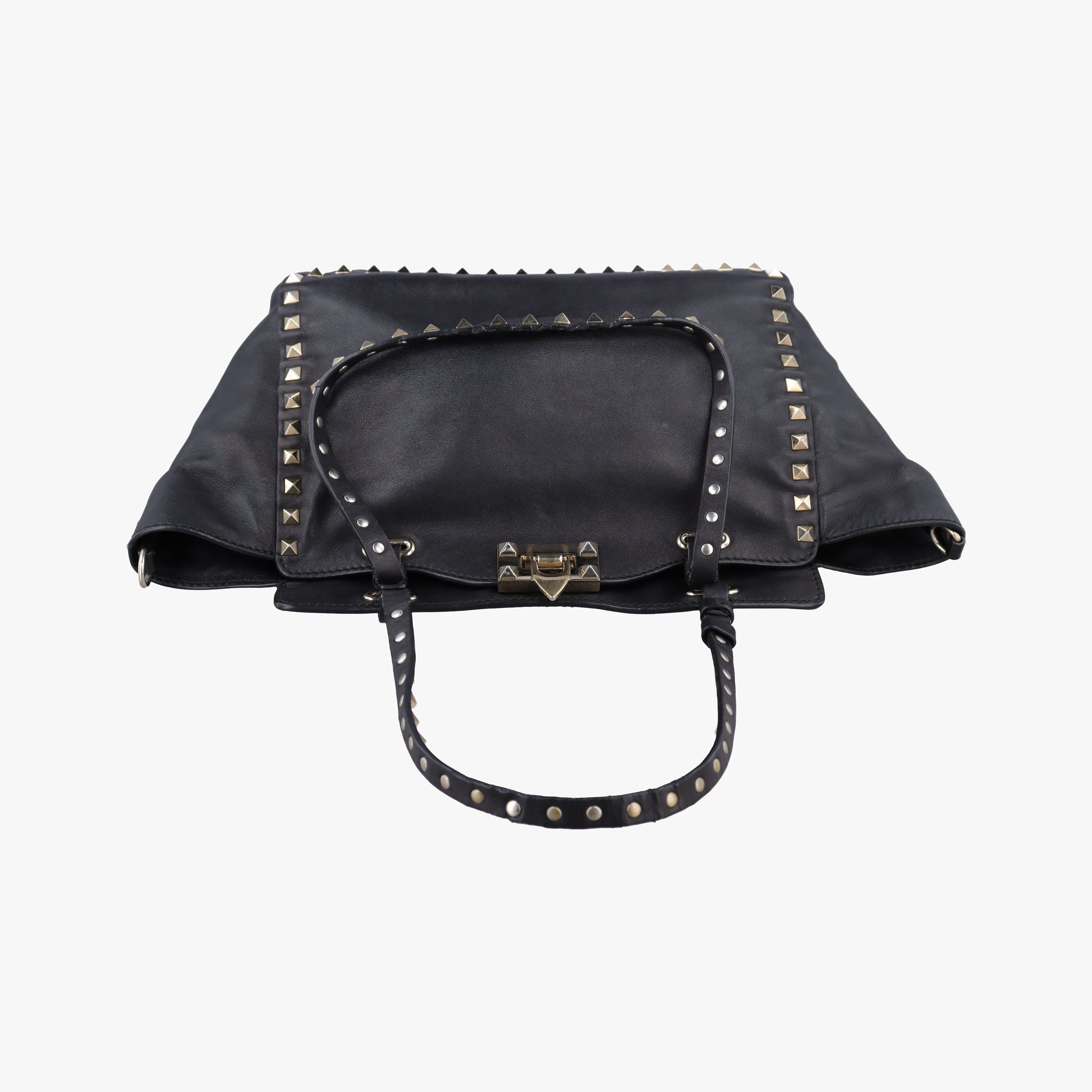 Pre-owned Valentino Rockstud Black Leather  shoulderbag | stylenewstar
