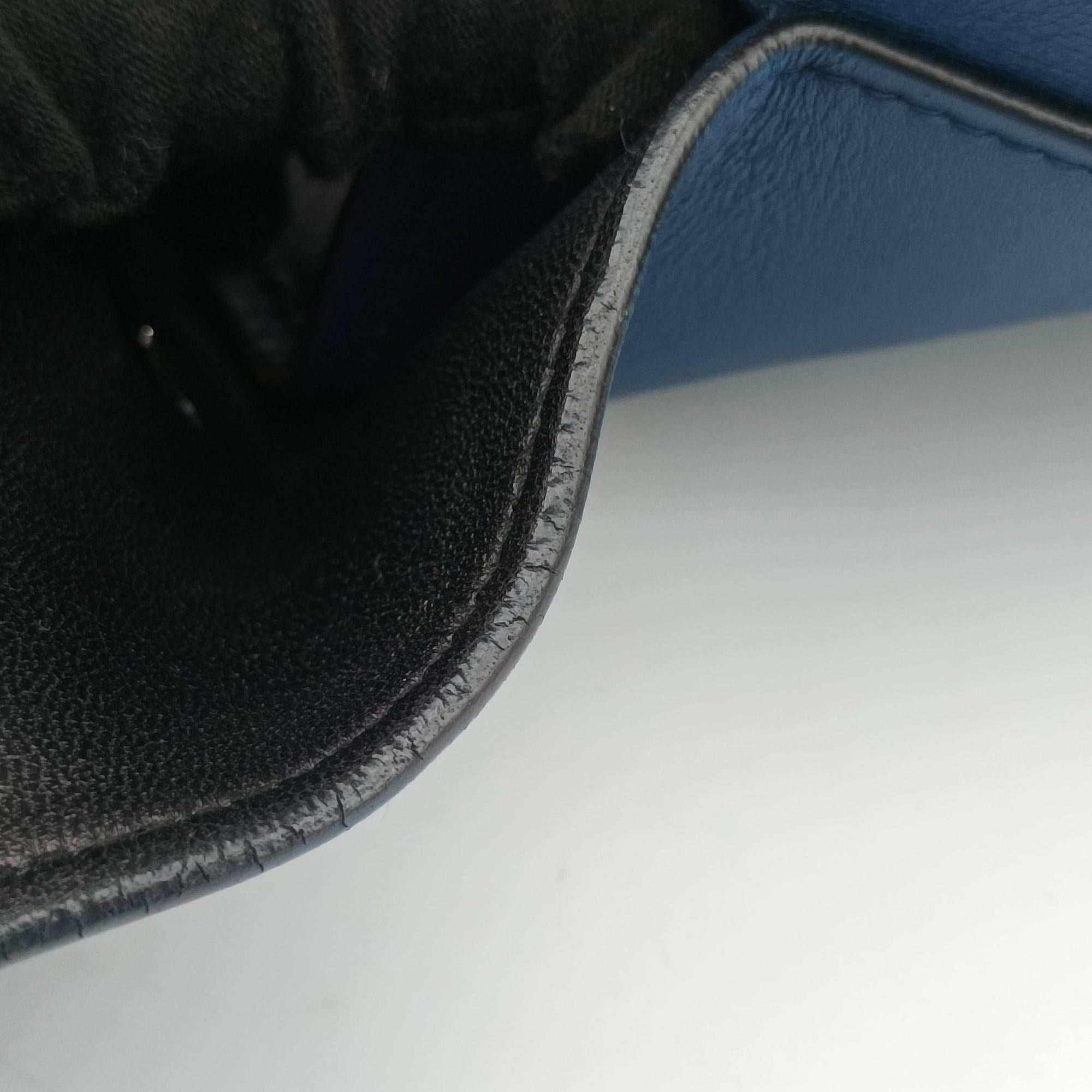 Pre-owned Prada Half Flap Double Turn Lock Blue SAFFIANO Leather BN2821 shoulderbag | stylenewstar