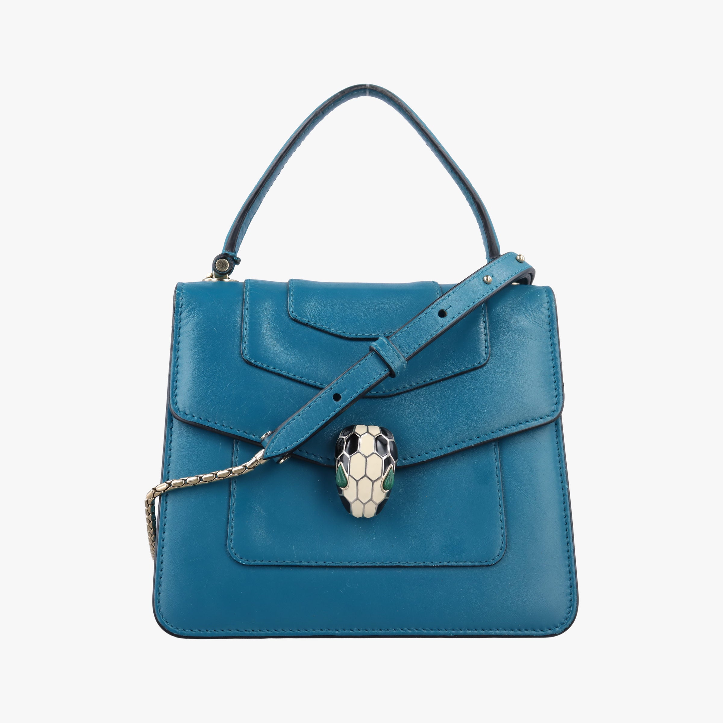 Pre-owned Bvlgari SERPENTI FOREVER Blue Leather  shoulderbag | stylenewstar