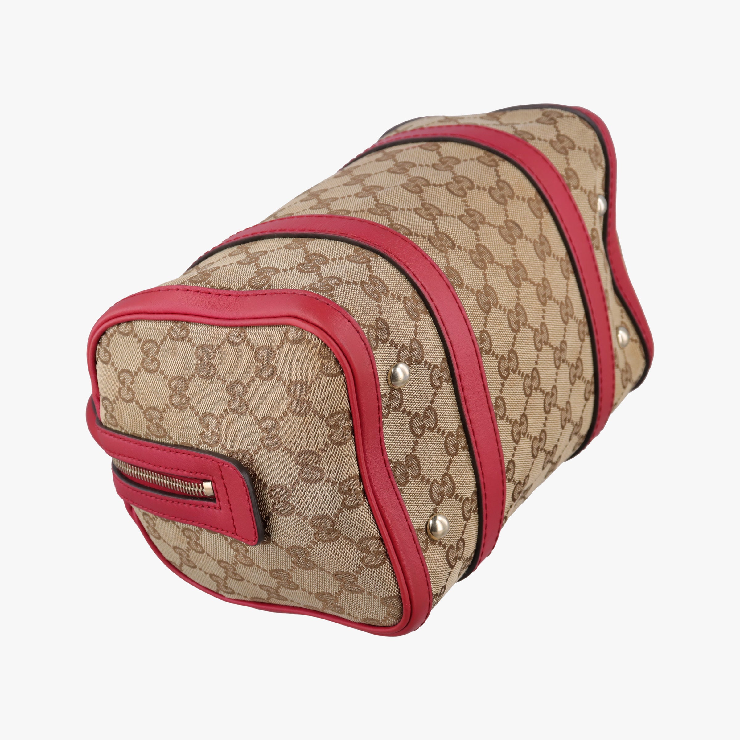 Pre-owned Gucci Sherry Line khaki×red canvas×leather 269876 shoulderbag | stylenewstar