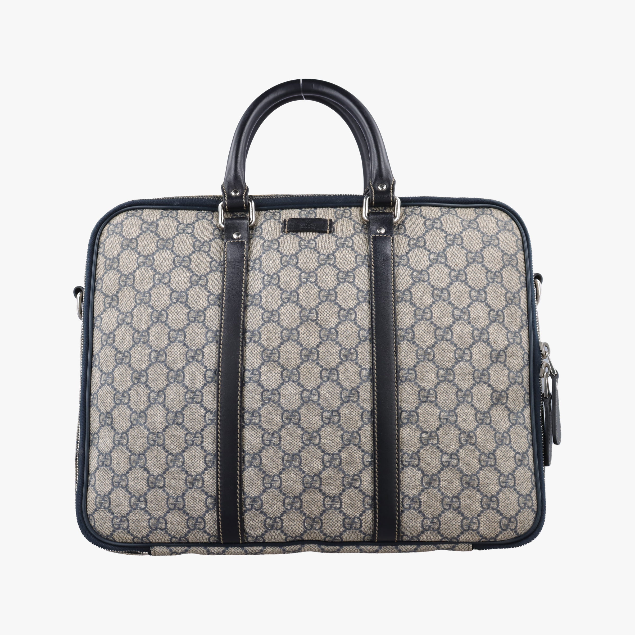 Vintage Gucci GG Supreme Briefcase Business Beige×Navy PVC coated canvas×Leather 223667 handbag | stylenewstar