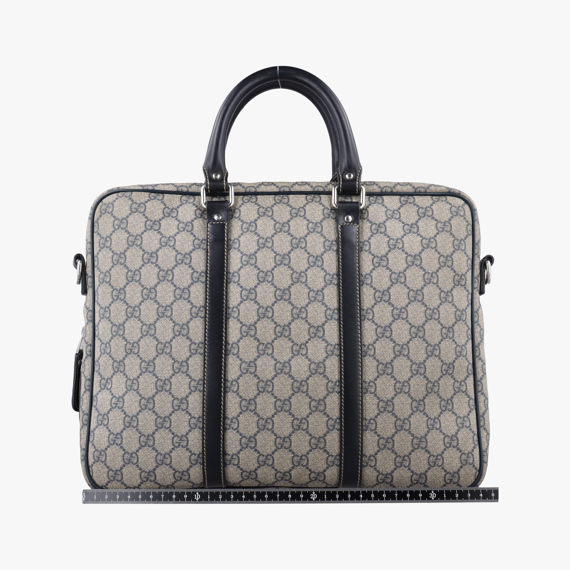 Vintage Gucci GG Supreme Briefcase Business Beige×Navy PVC coated canvas×Leather 223667 handbag | stylenewstar