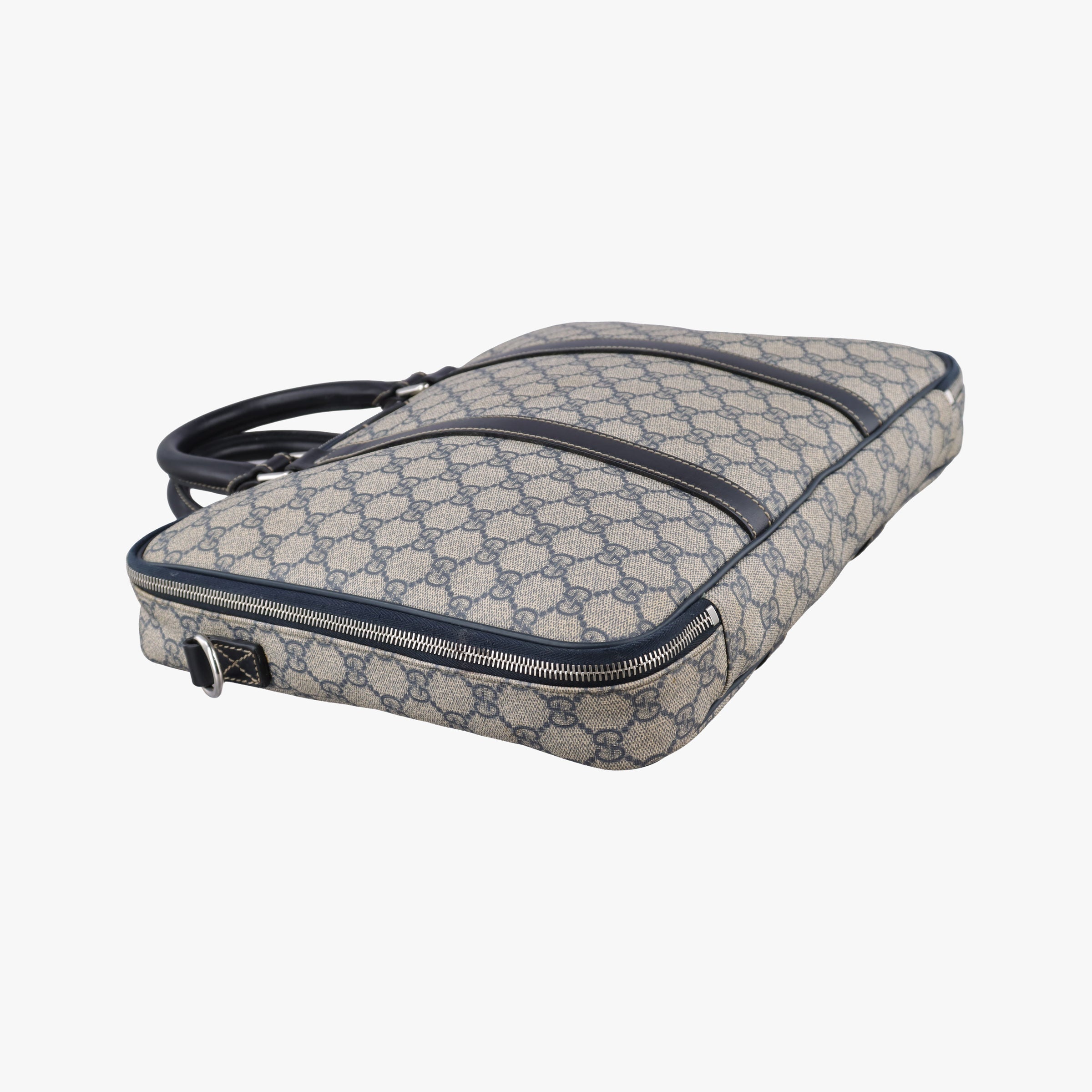 Vintage Gucci GG Supreme Briefcase Business Beige×Navy PVC coated canvas×Leather 223667 handbag | stylenewstar