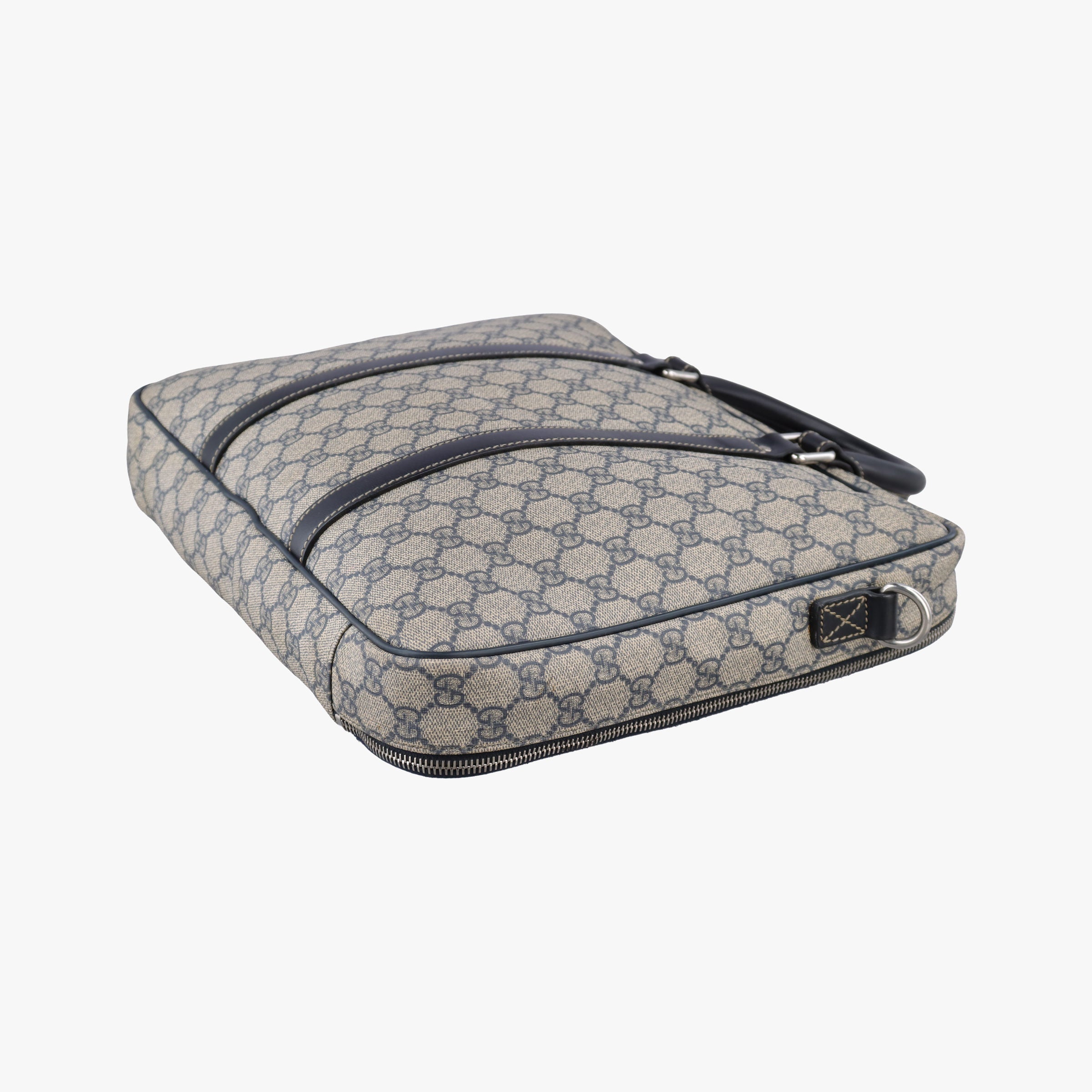 Vintage Gucci GG Supreme Briefcase Business Beige×Navy PVC coated canvas×Leather 223667 handbag | stylenewstar