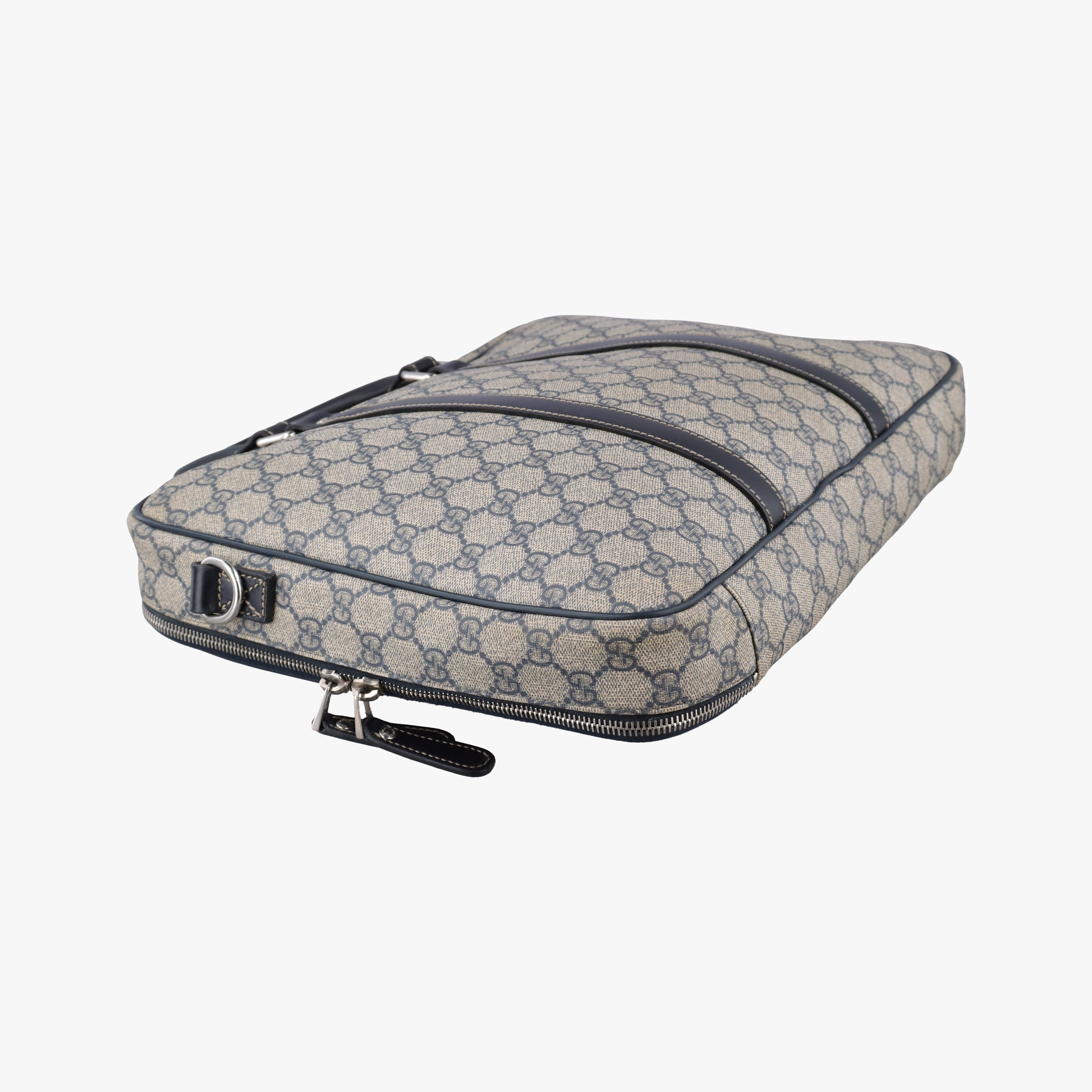 Vintage Gucci GG Supreme Briefcase Business Beige×Navy PVC coated canvas×Leather 223667 handbag | stylenewstar