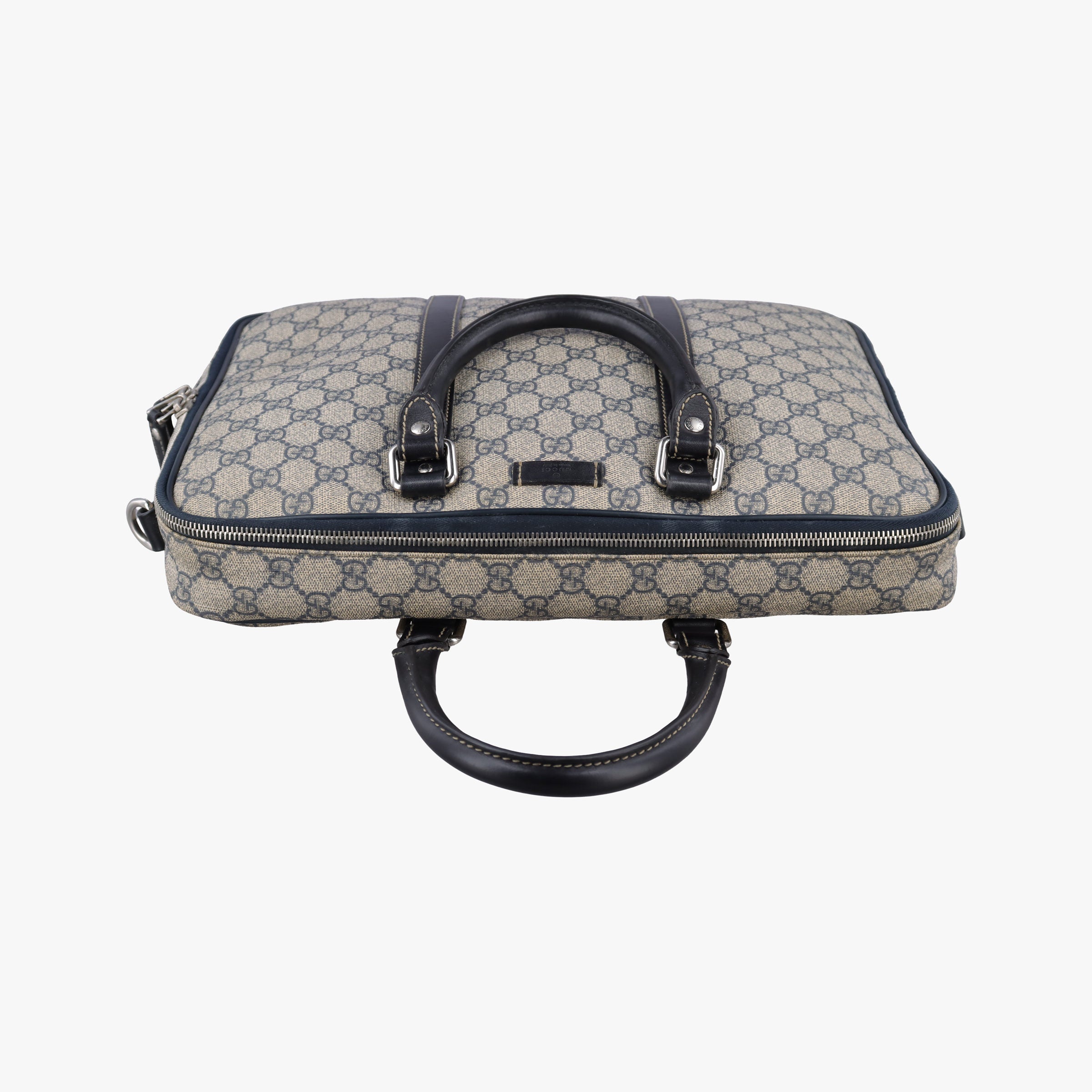 Vintage Gucci GG Supreme Briefcase Business Beige×Navy PVC coated canvas×Leather 223667 handbag | stylenewstar