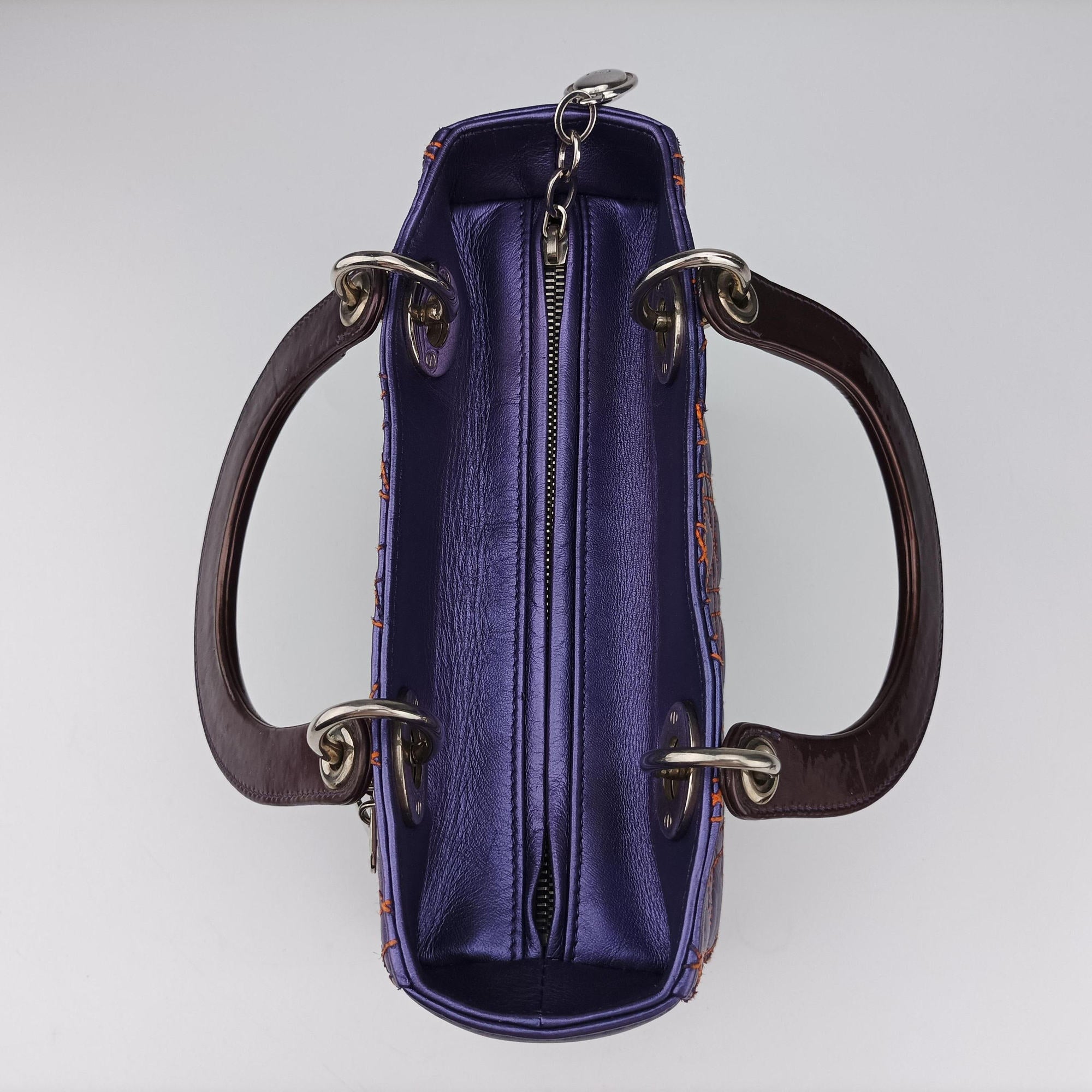 Pre-owned Christian Dior Lady Dior Purple×Orange×Brown Lambskin  shoulderbag | stylenewstar
