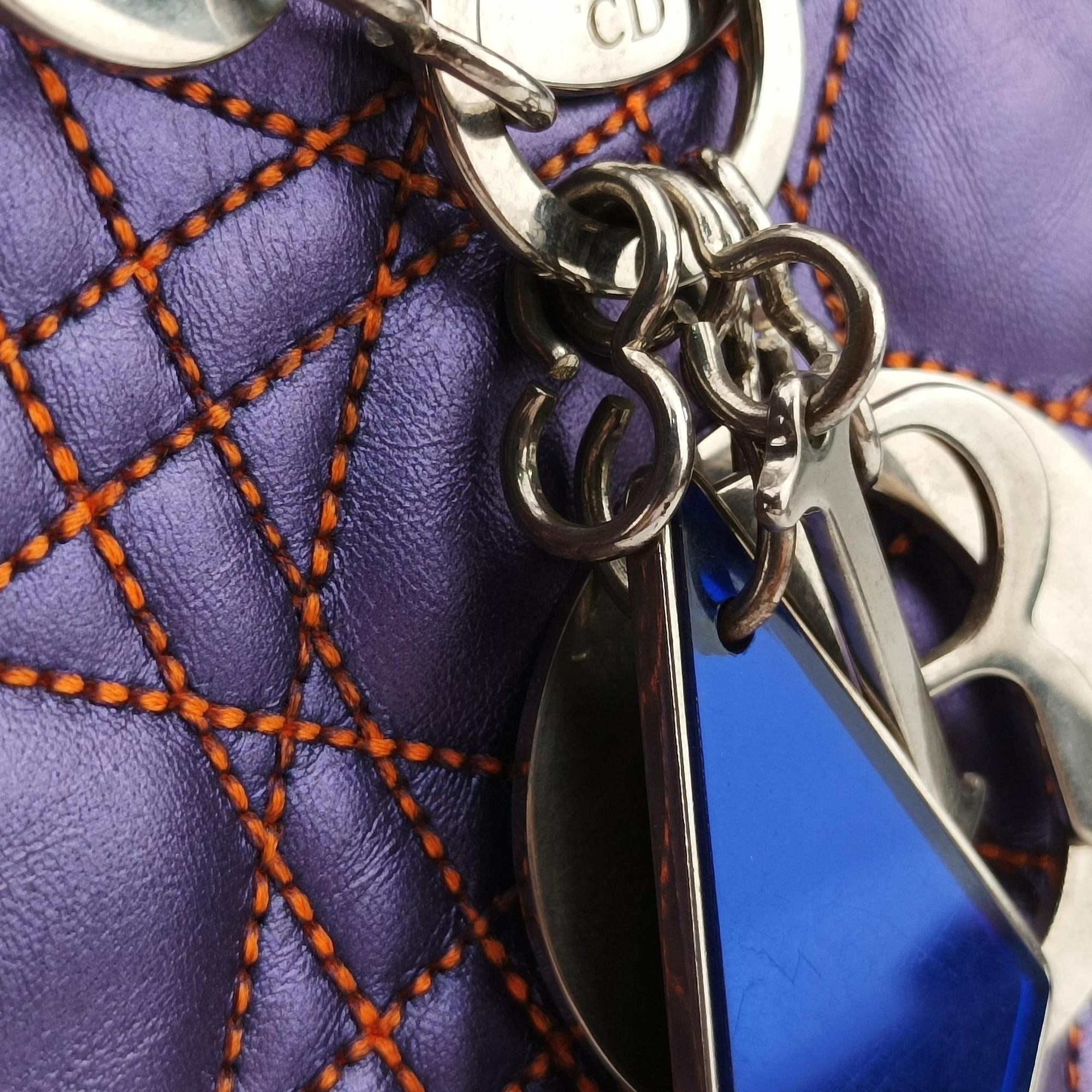 Pre-owned Christian Dior Lady Dior Purple×Orange×Brown Lambskin  shoulderbag | stylenewstar