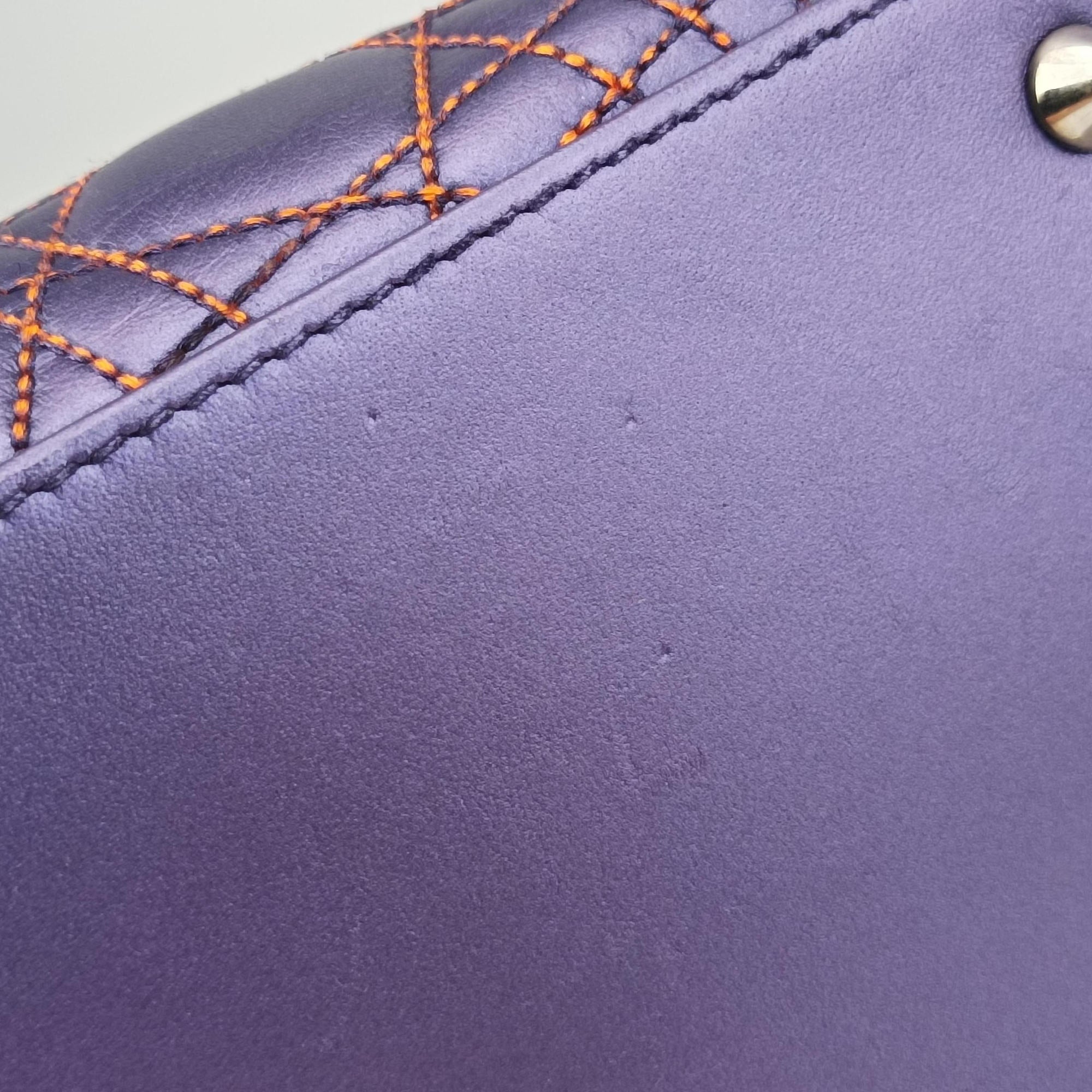 Pre-owned Christian Dior Lady Dior Purple×Orange×Brown Lambskin  shoulderbag | stylenewstar