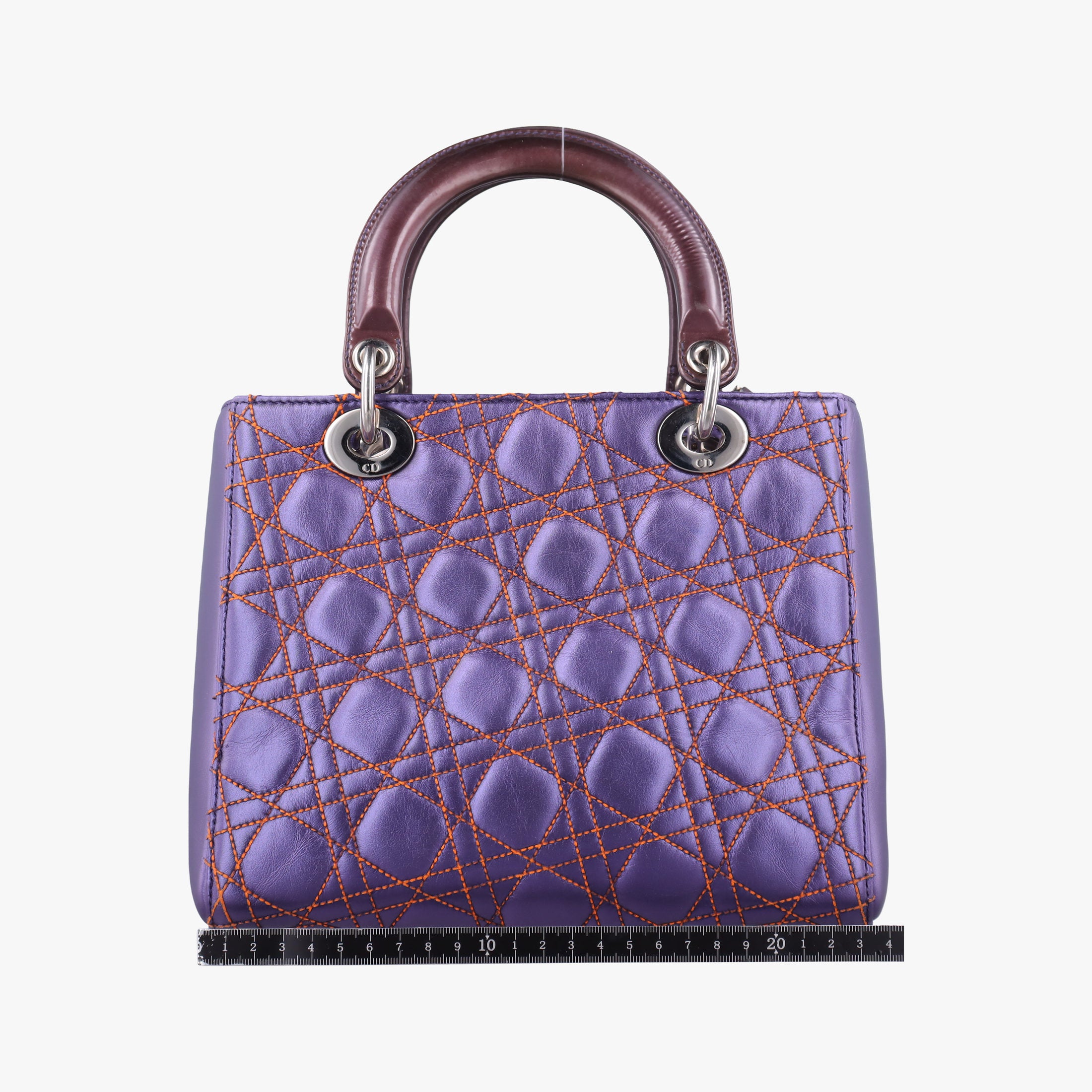 Pre-owned Christian Dior Lady Dior Purple×Orange×Brown Lambskin  shoulderbag | stylenewstar
