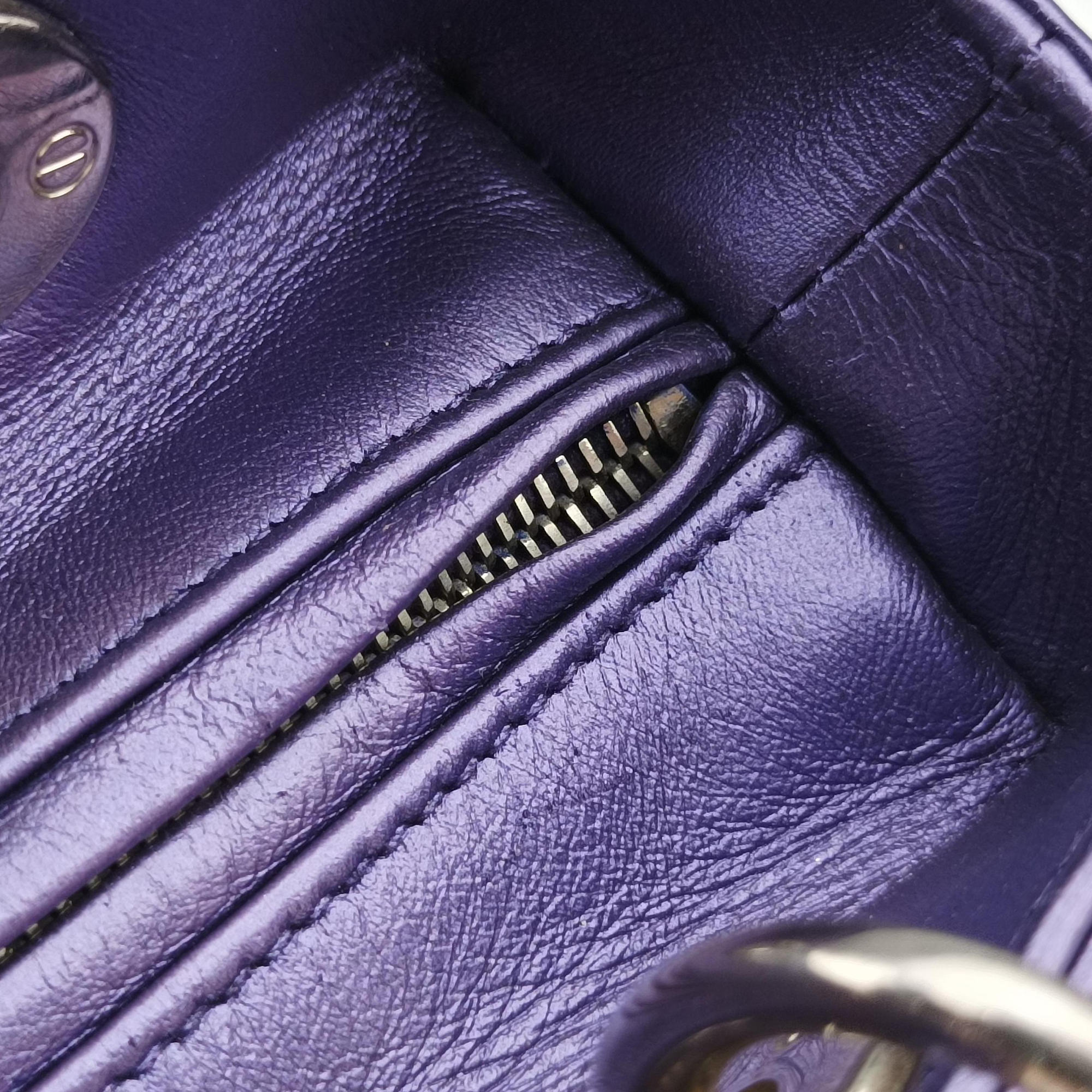 Pre-owned Christian Dior Lady Dior Purple×Orange×Brown Lambskin  shoulderbag | stylenewstar