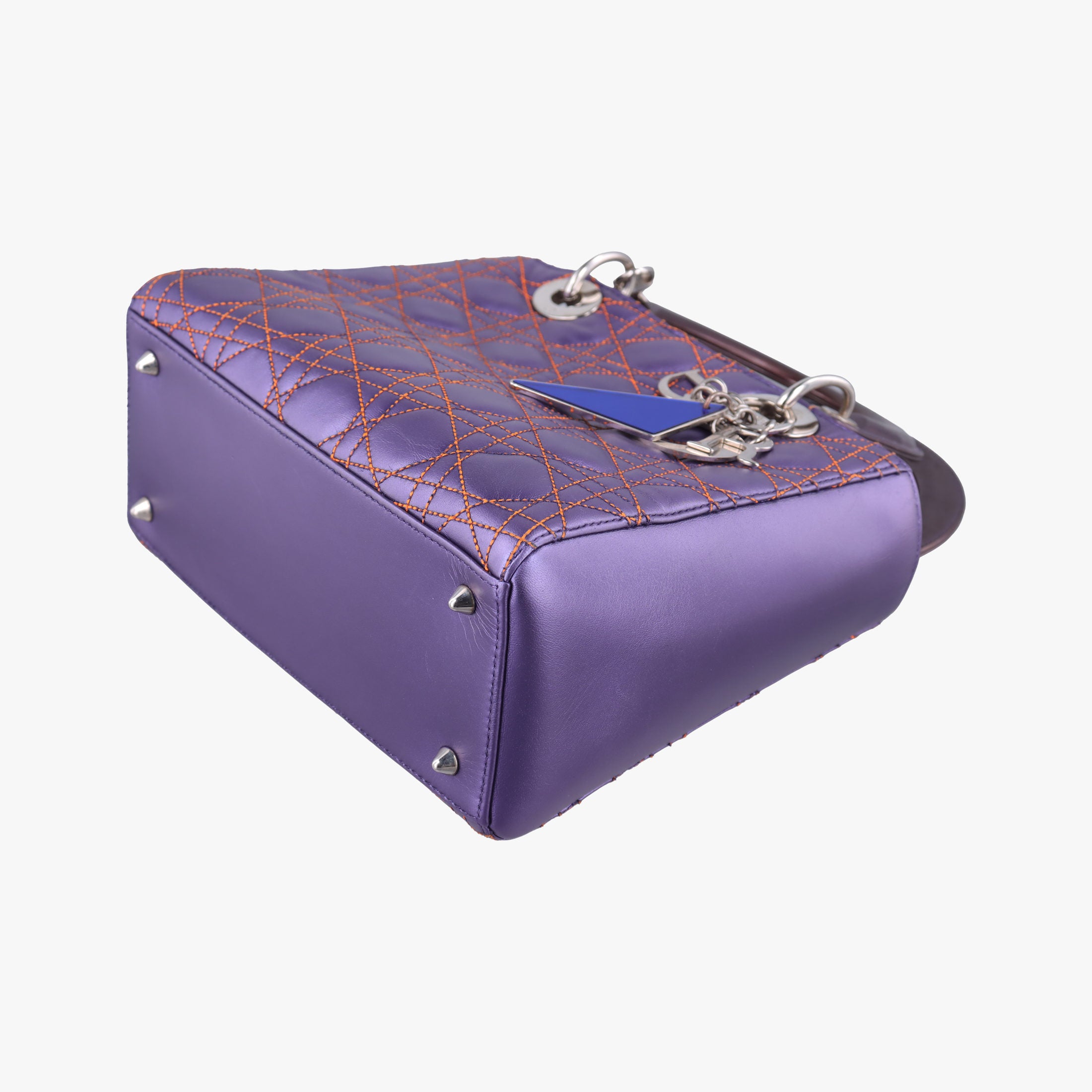 Pre-owned Christian Dior Lady Dior Purple×Orange×Brown Lambskin  shoulderbag | stylenewstar