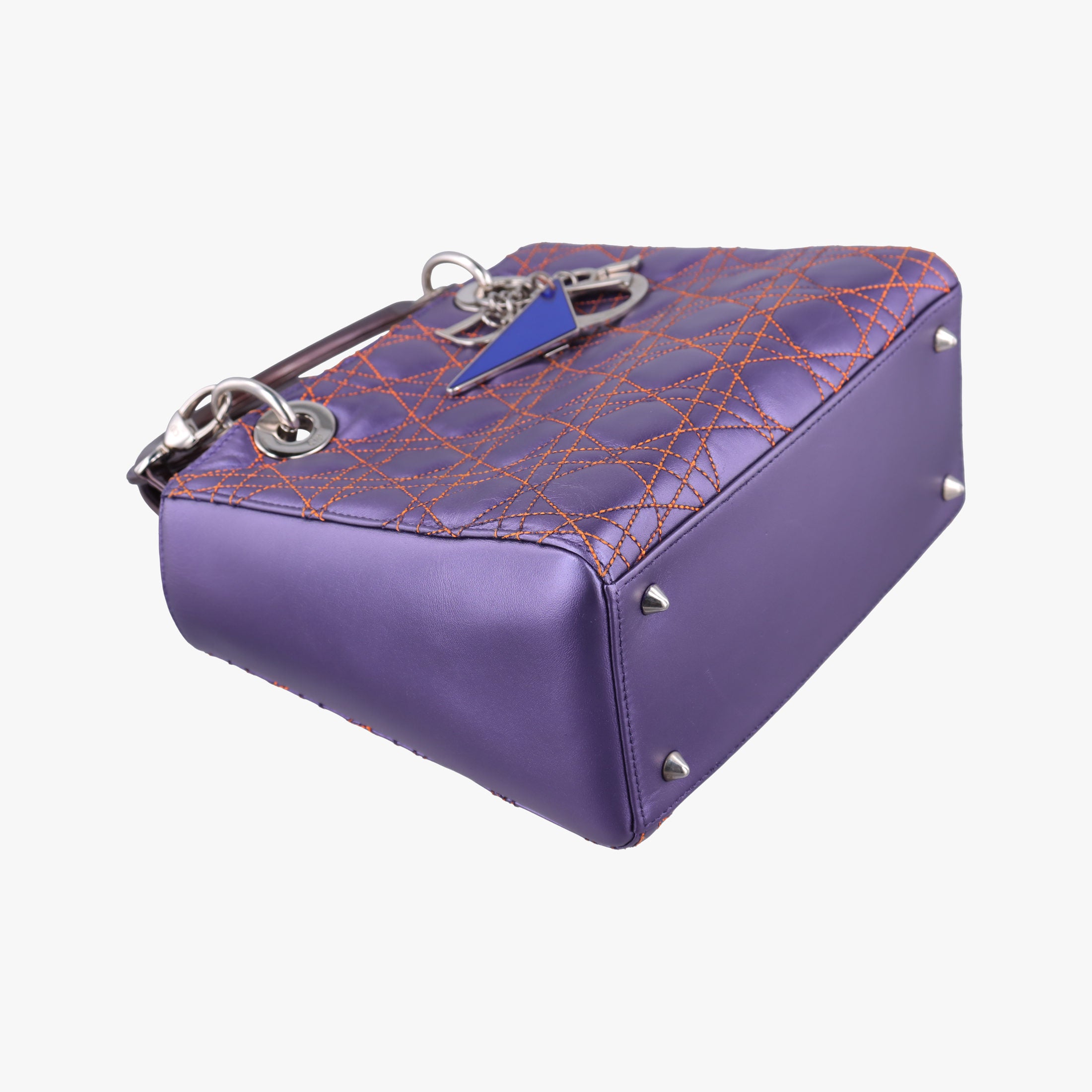 Pre-owned Christian Dior Lady Dior Purple×Orange×Brown Lambskin  shoulderbag | stylenewstar