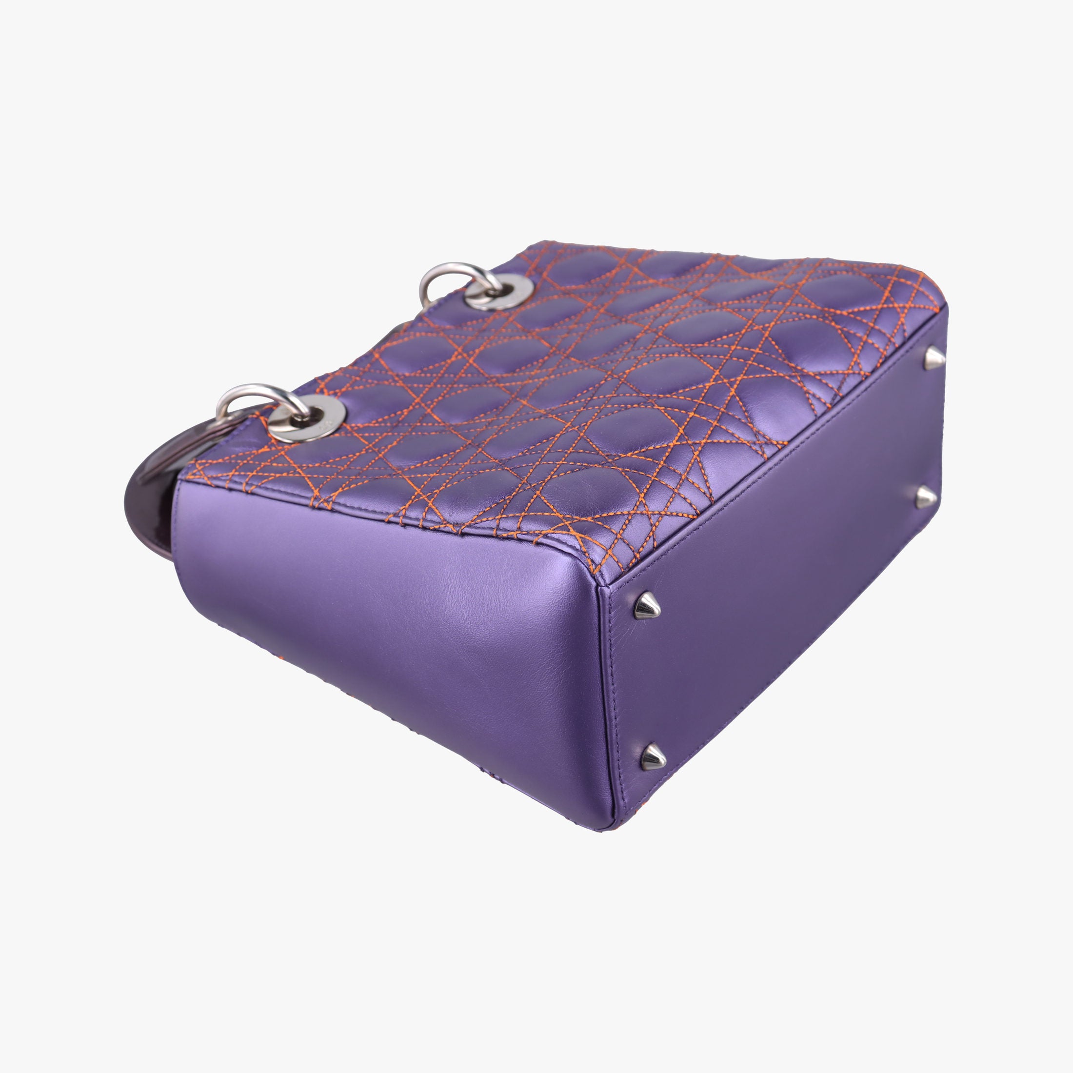 Pre-owned Christian Dior Lady Dior Purple×Orange×Brown Lambskin  shoulderbag | stylenewstar
