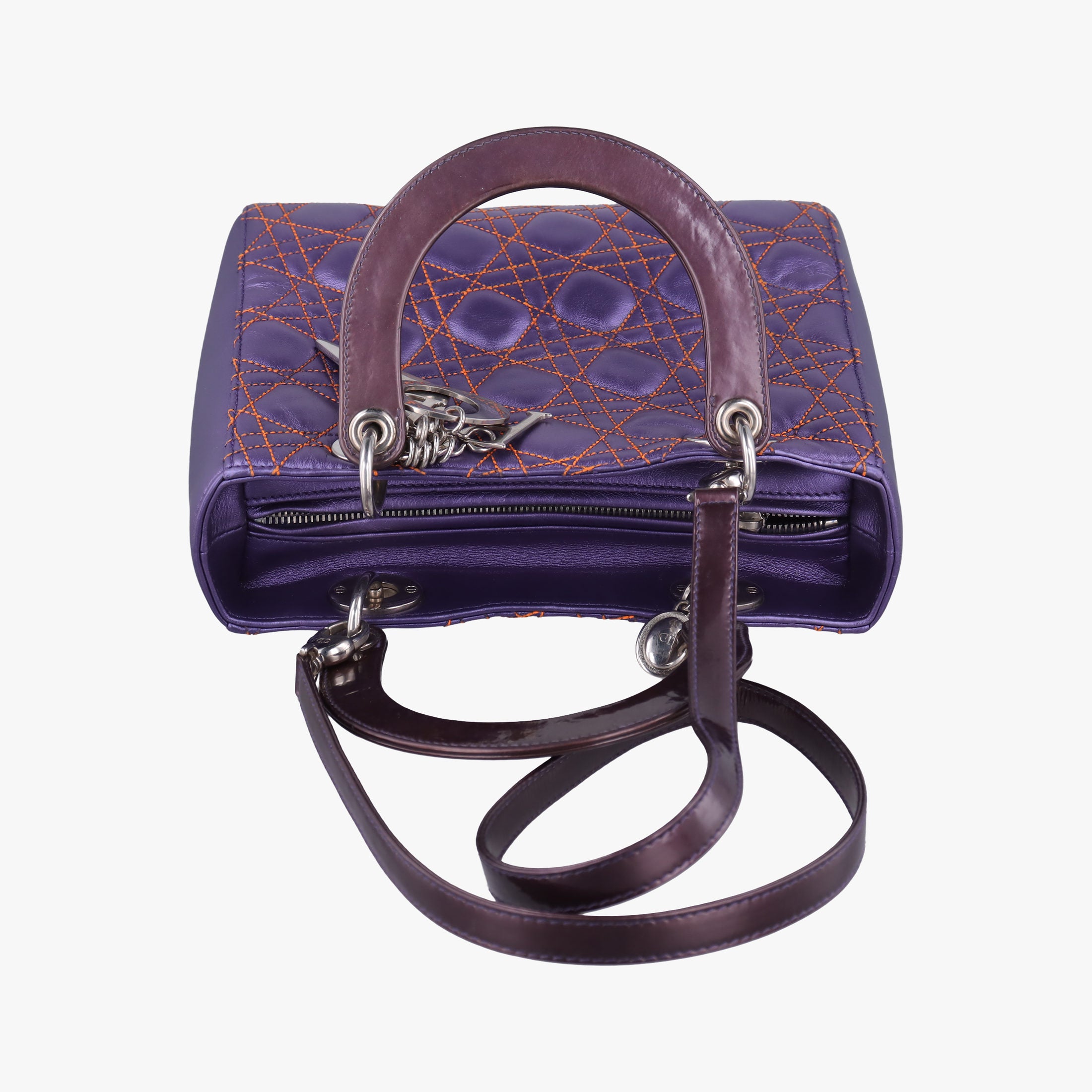 Pre-owned Christian Dior Lady Dior Purple×Orange×Brown Lambskin  shoulderbag | stylenewstar