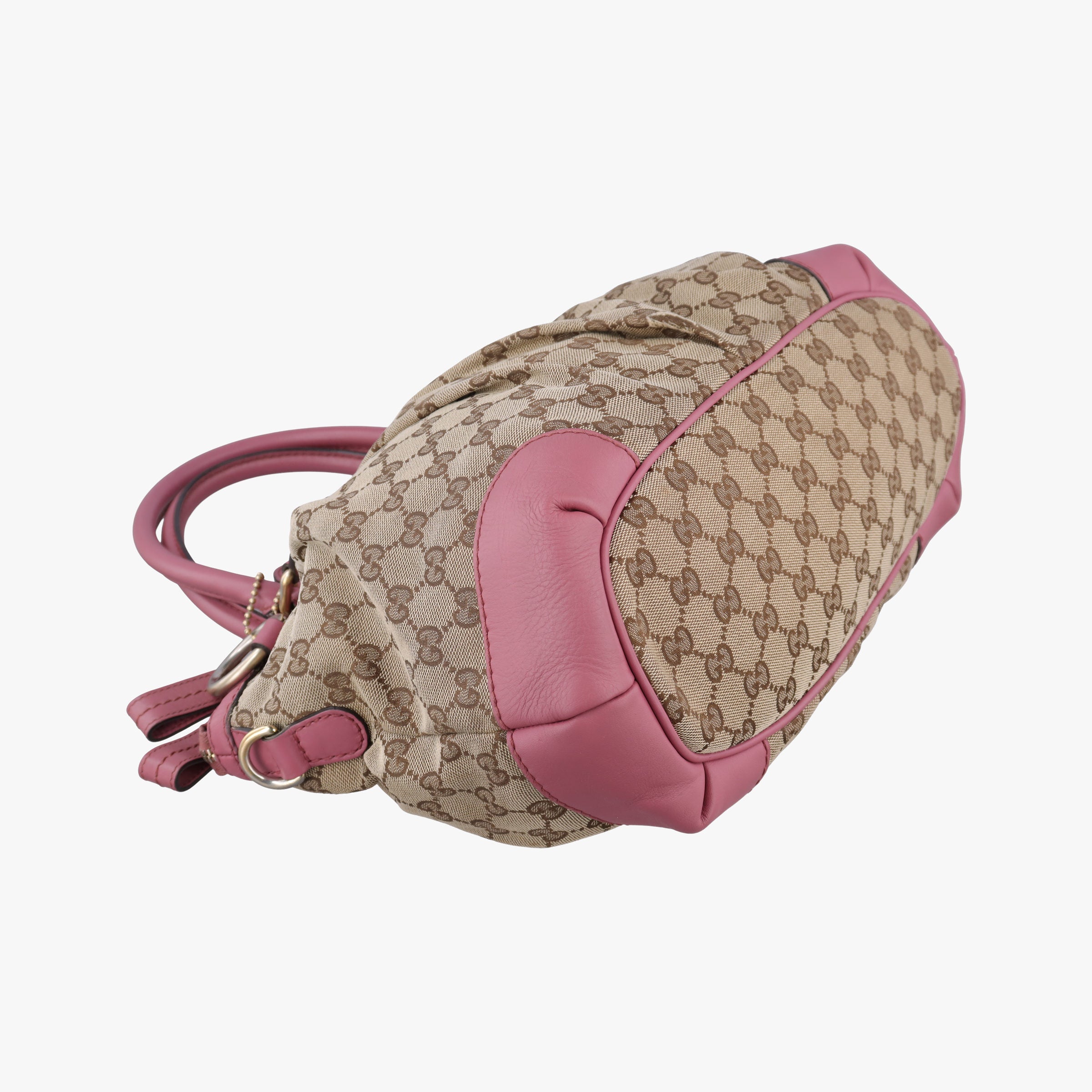Pre-owned Gucci Sukey Beige × Pink canvas×leather 247902 shoulderbag | stylenewstar