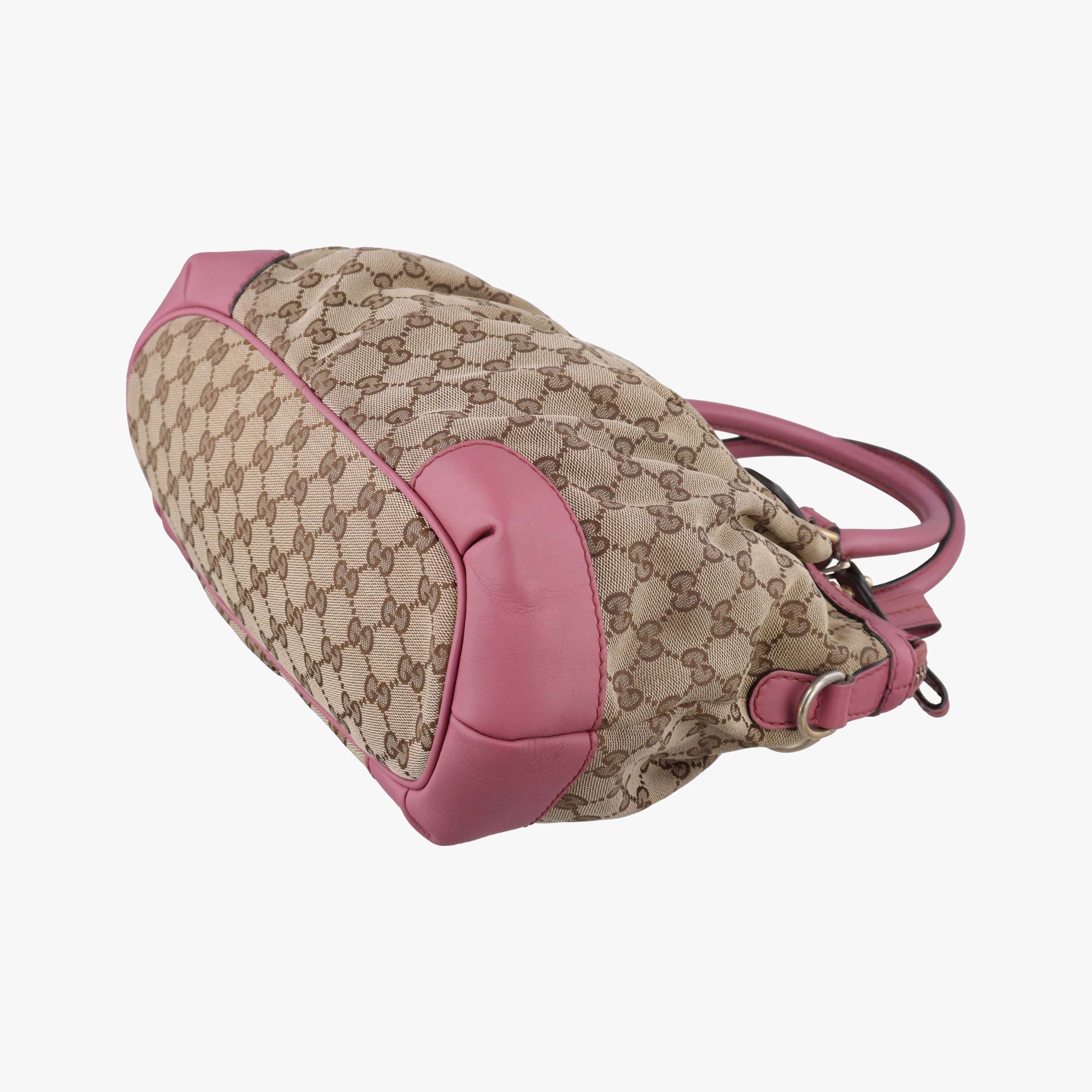 Pre-owned Gucci Sukey Beige × Pink canvas×leather 247902 shoulderbag | stylenewstar