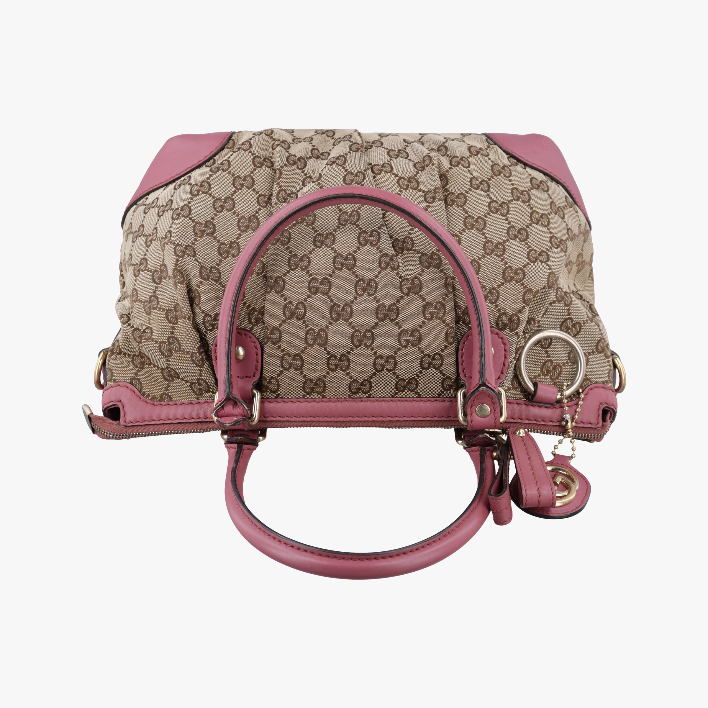Pre-owned Gucci Sukey Beige × Pink canvas×leather 247902 shoulderbag | stylenewstar