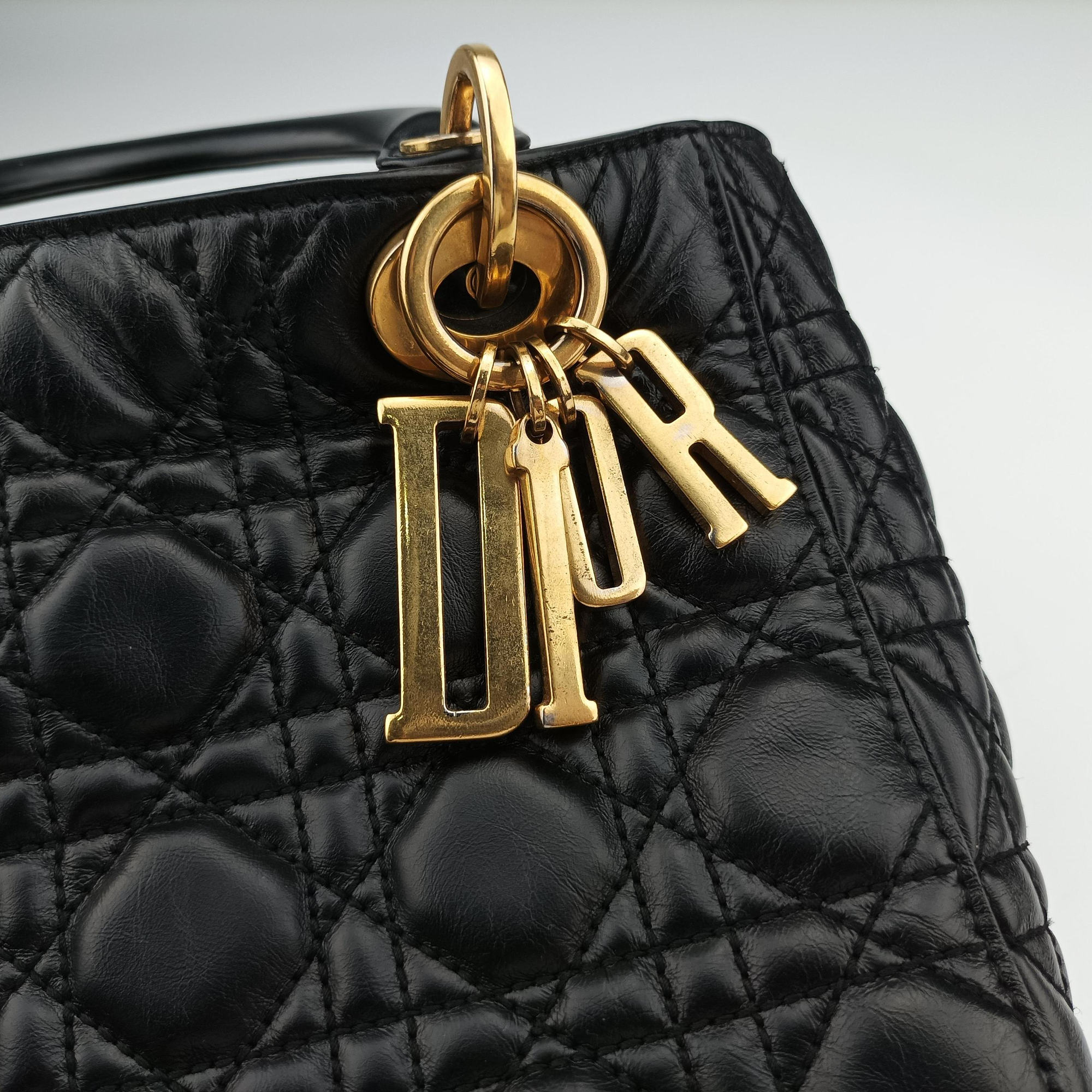 Pre-owned Christian Dior Lady Dior Black lambskin  shoulderbag | stylenewstar
