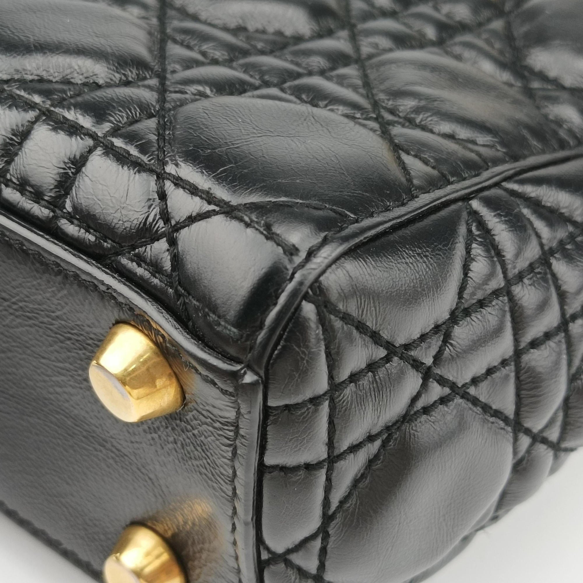 Pre-owned Christian Dior Lady Dior Black lambskin  shoulderbag | stylenewstar