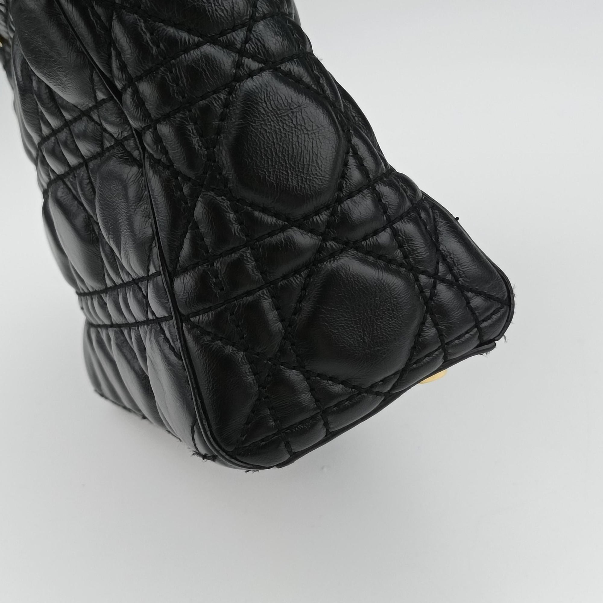 Pre-owned Christian Dior Lady Dior Black lambskin  shoulderbag | stylenewstar