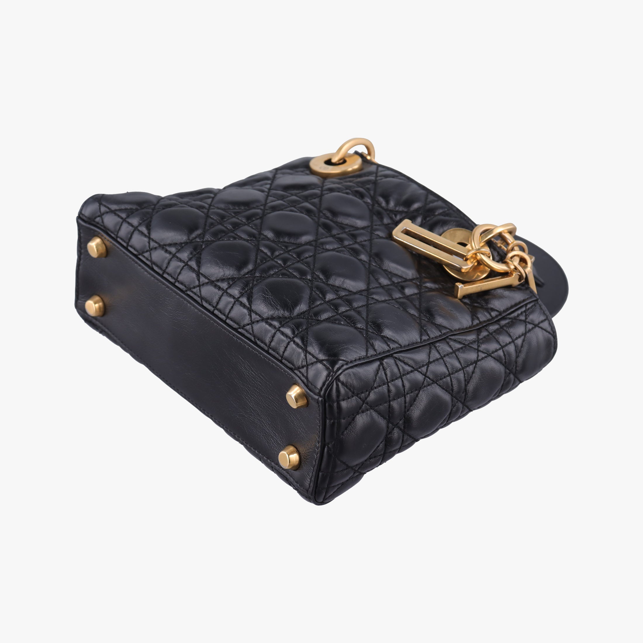 Pre-owned Christian Dior Lady Dior Black lambskin  shoulderbag | stylenewstar