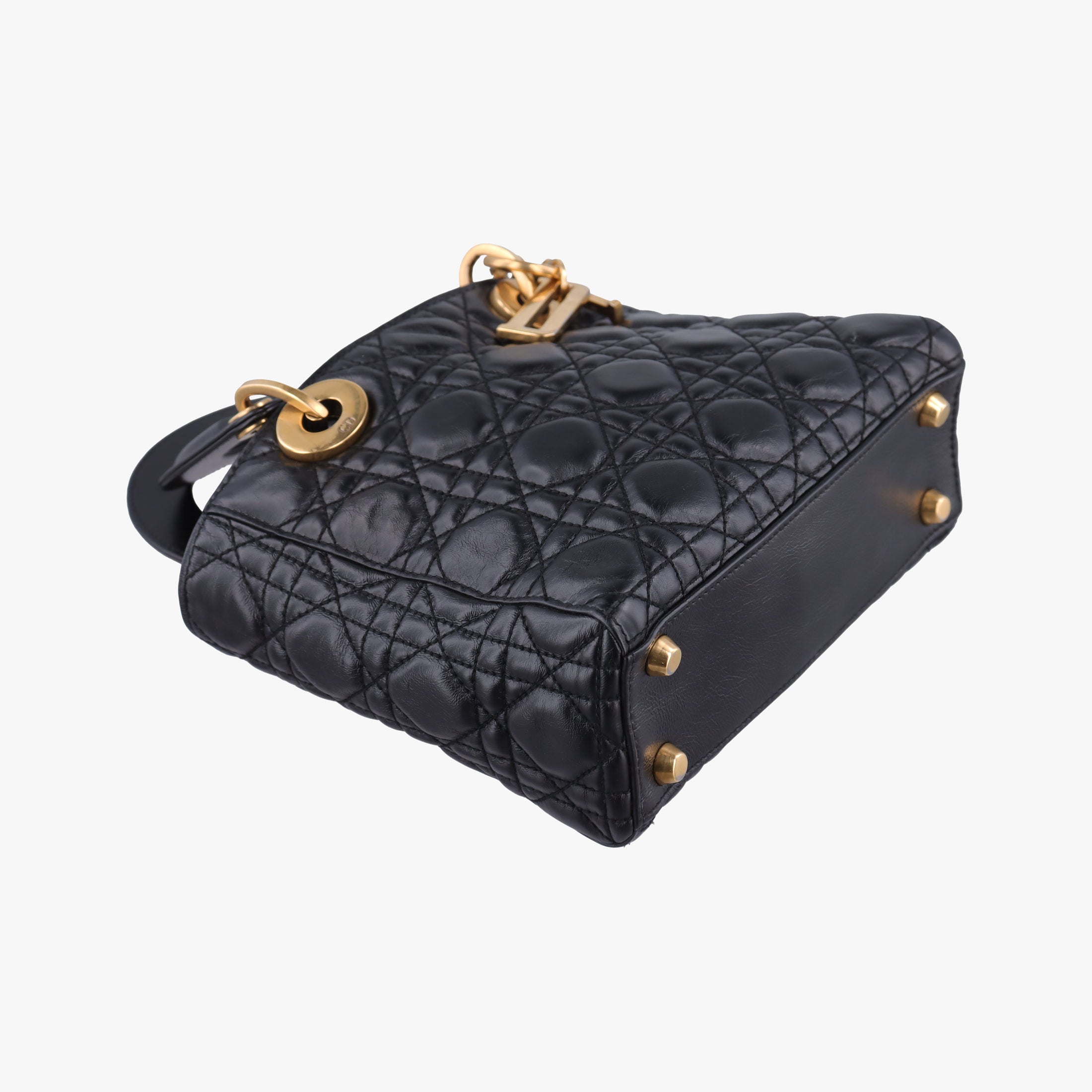 Pre-owned Christian Dior Lady Dior Black lambskin  shoulderbag | stylenewstar