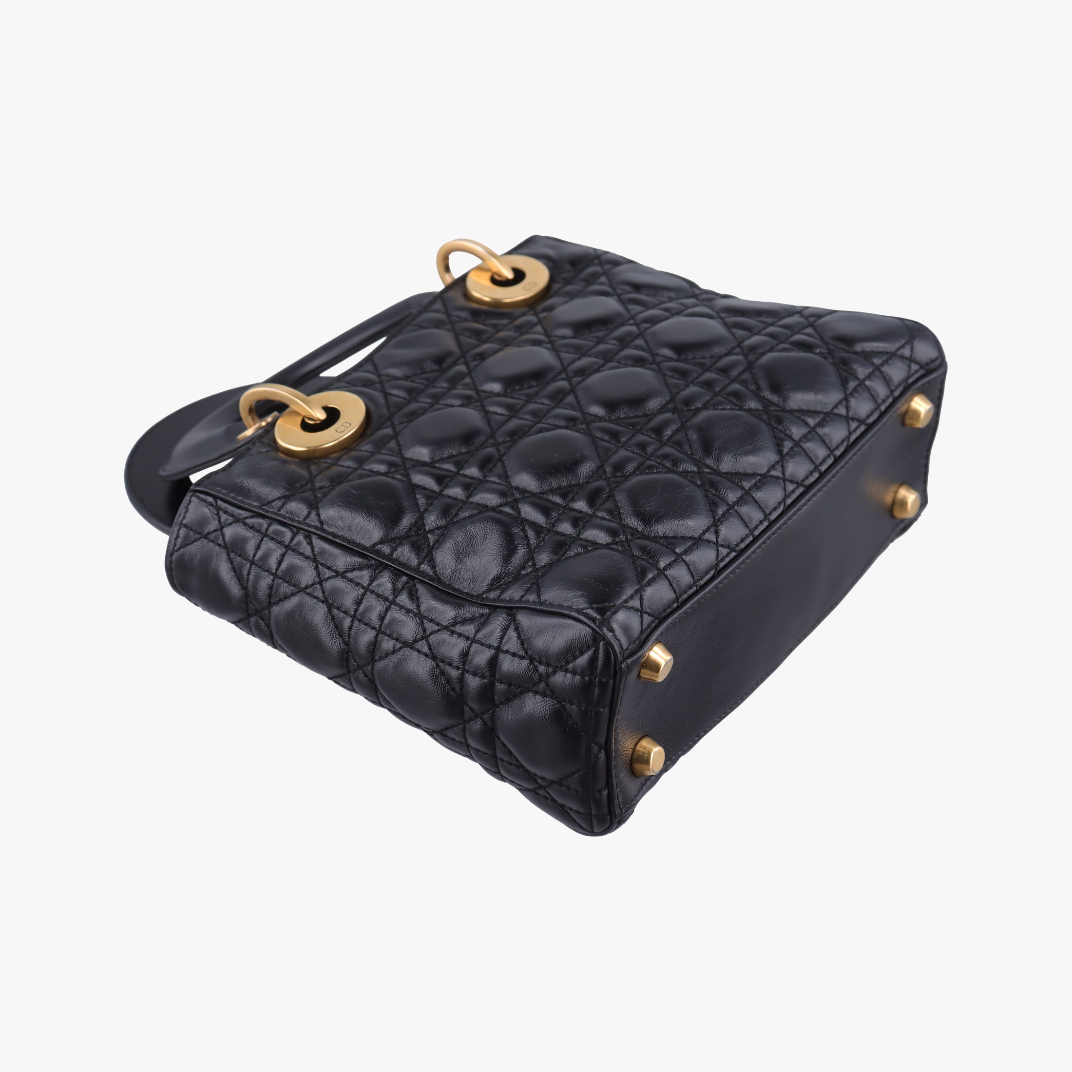 Pre-owned Christian Dior Lady Dior Black lambskin  shoulderbag | stylenewstar
