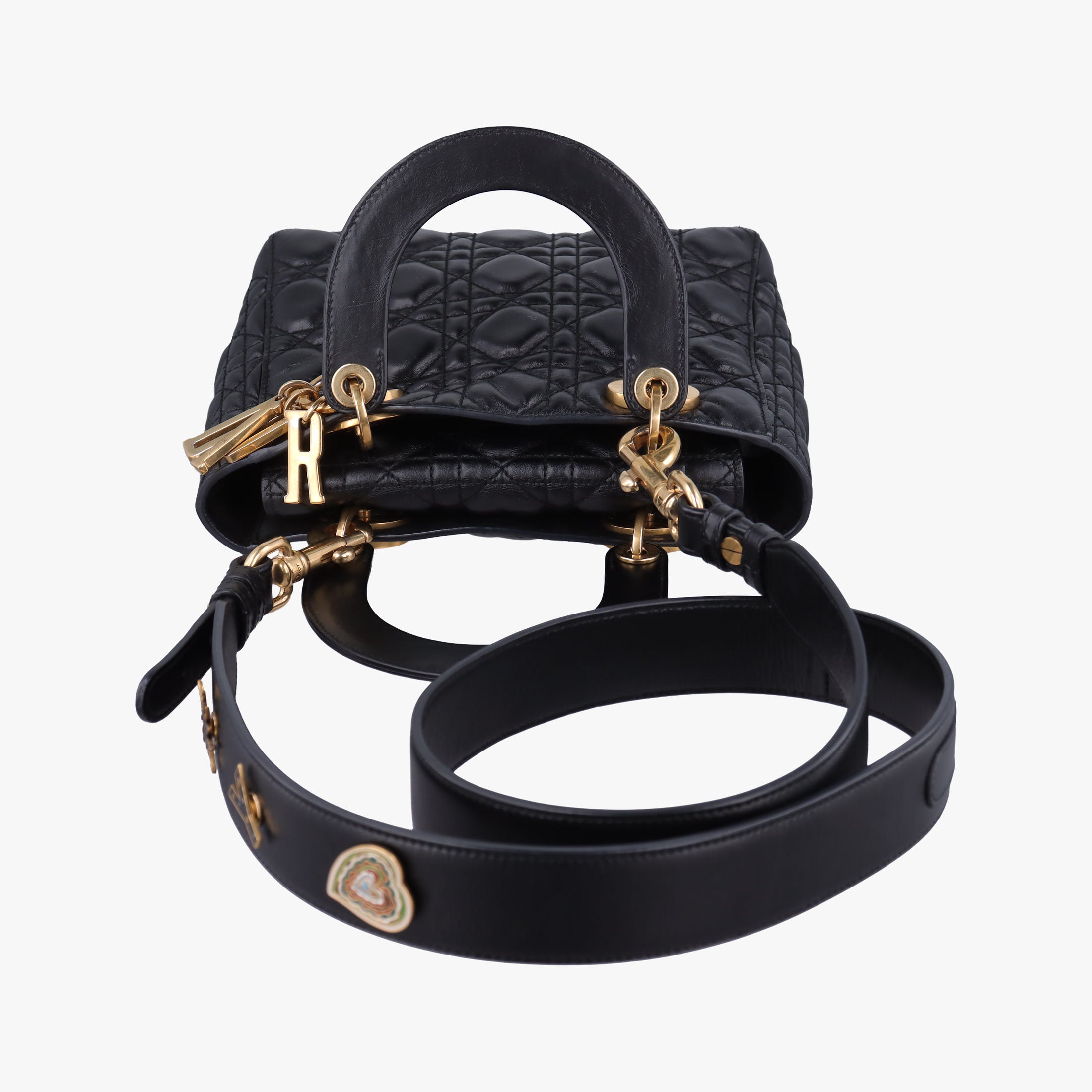 Pre-owned Christian Dior Lady Dior Black lambskin  shoulderbag | stylenewstar