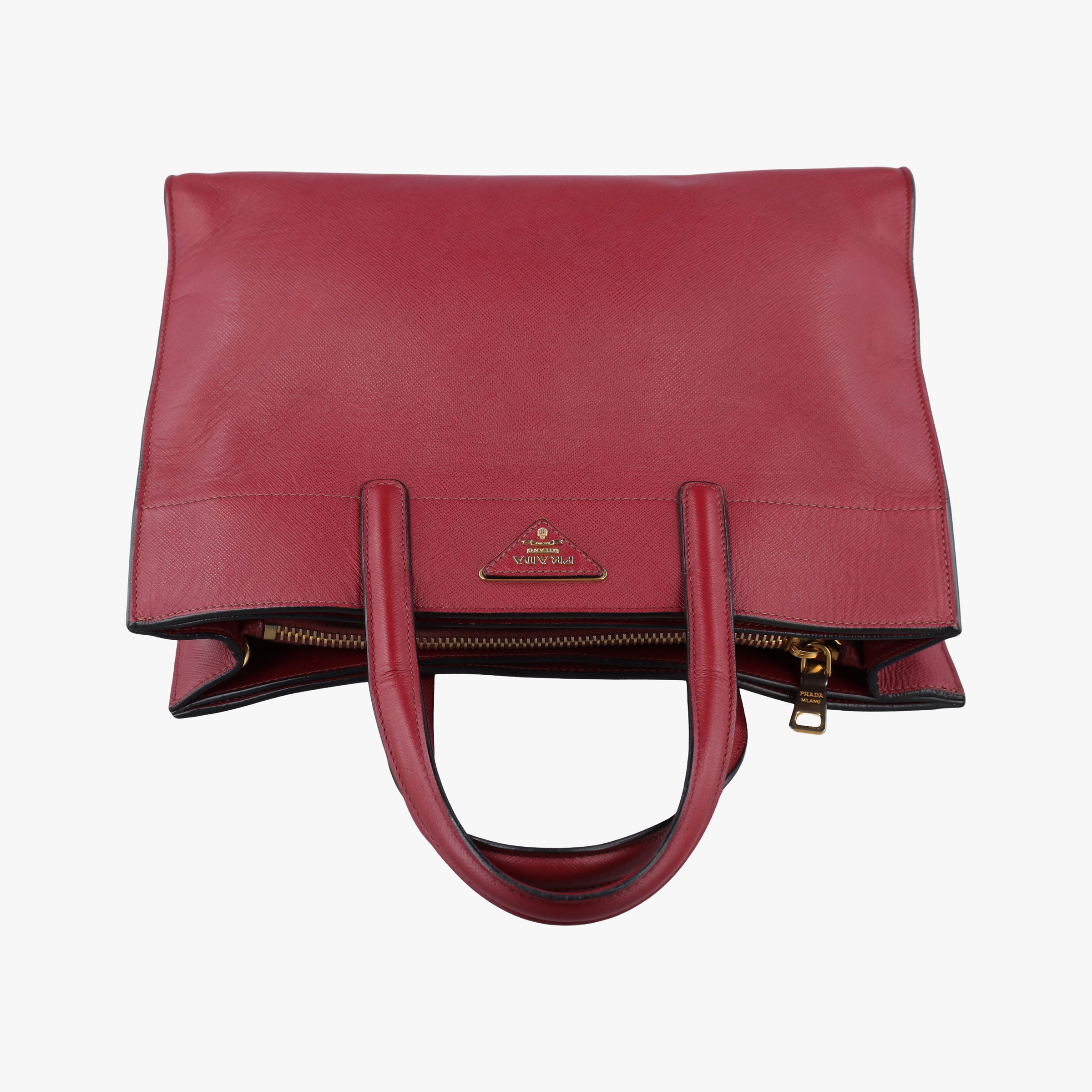 Pre-owned Prada Galleria Red SAFFIANO Leather BN2606 shoulderbag | stylenewstar