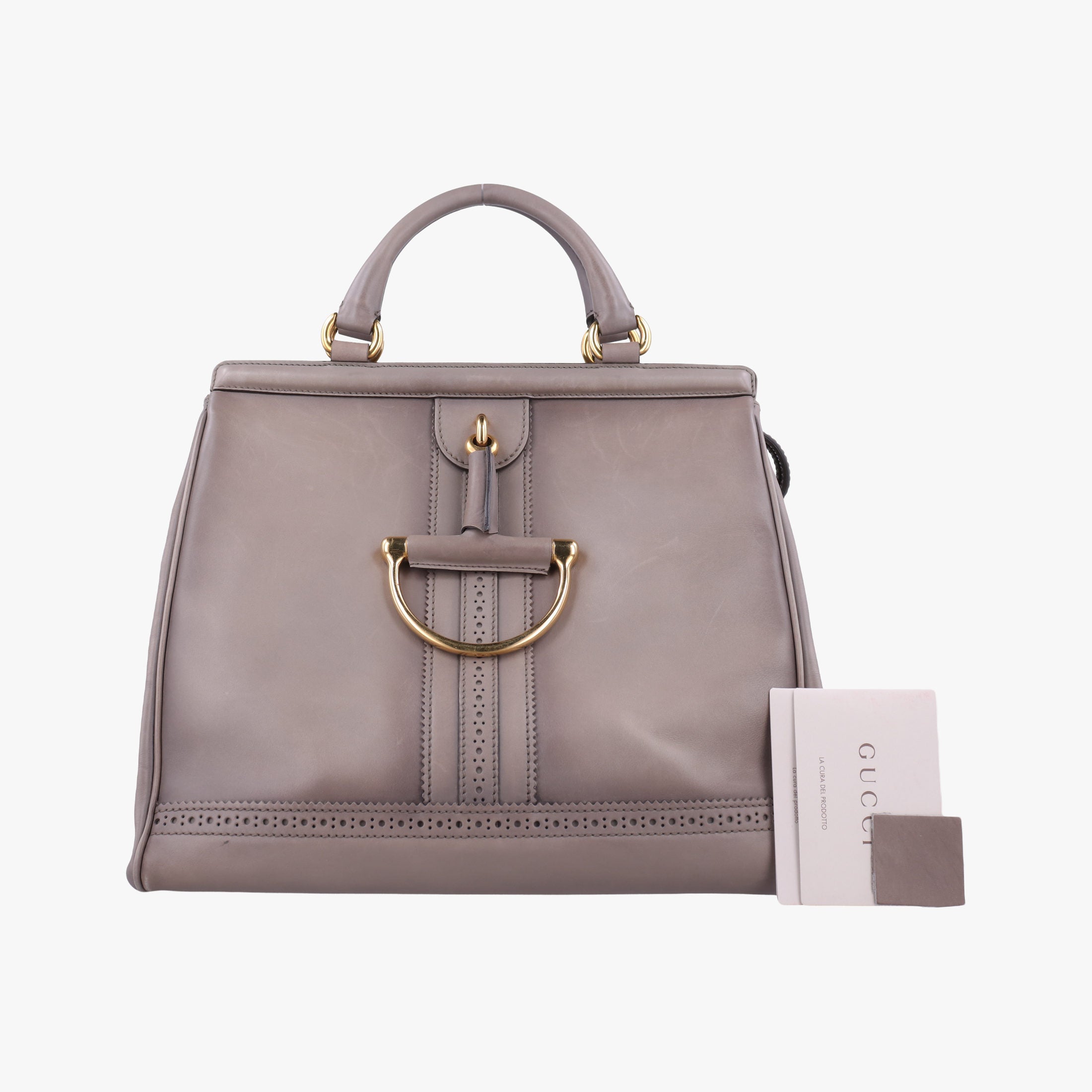Pre-owned Gucci horse bit Grey Leather 296900 handbag | stylenewstar
