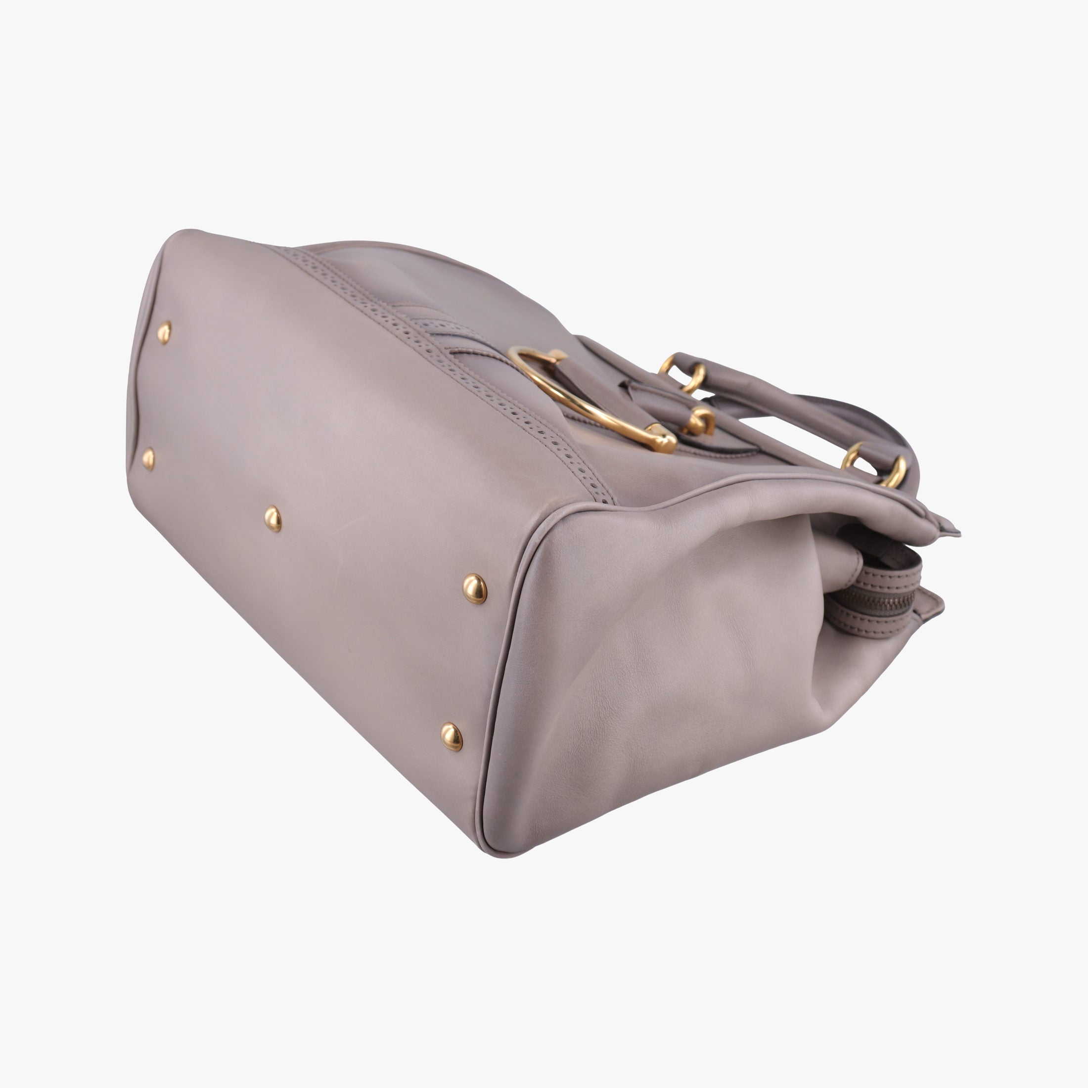 Pre-owned Gucci horse bit Grey Leather 296900 handbag | stylenewstar