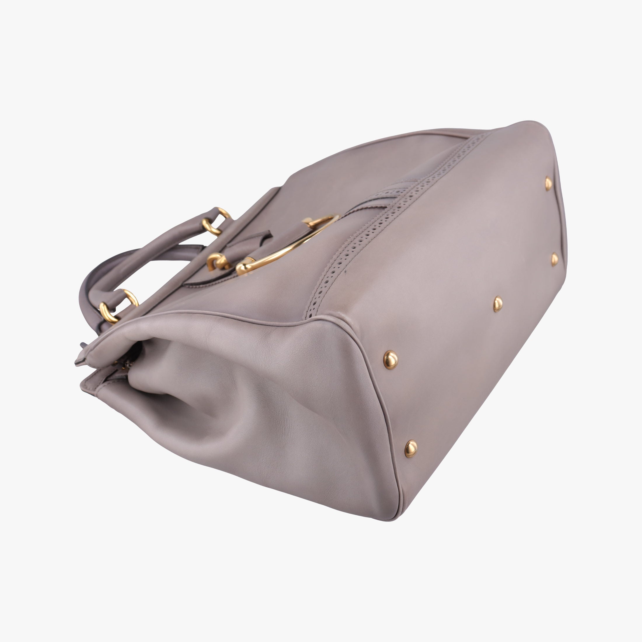 Pre-owned Gucci horse bit Grey Leather 296900 handbag | stylenewstar