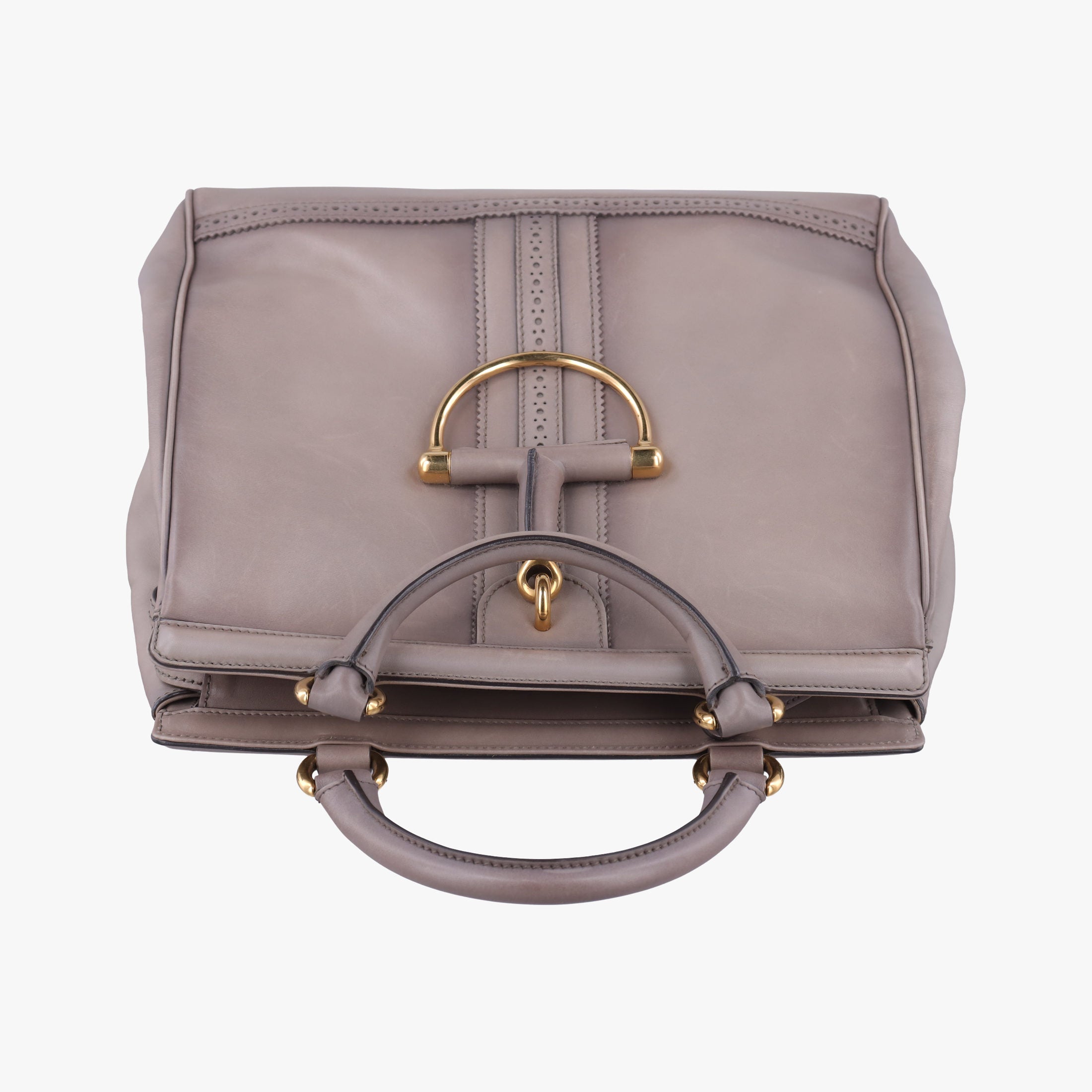 Pre-owned Gucci horse bit Grey Leather 296900 handbag | stylenewstar