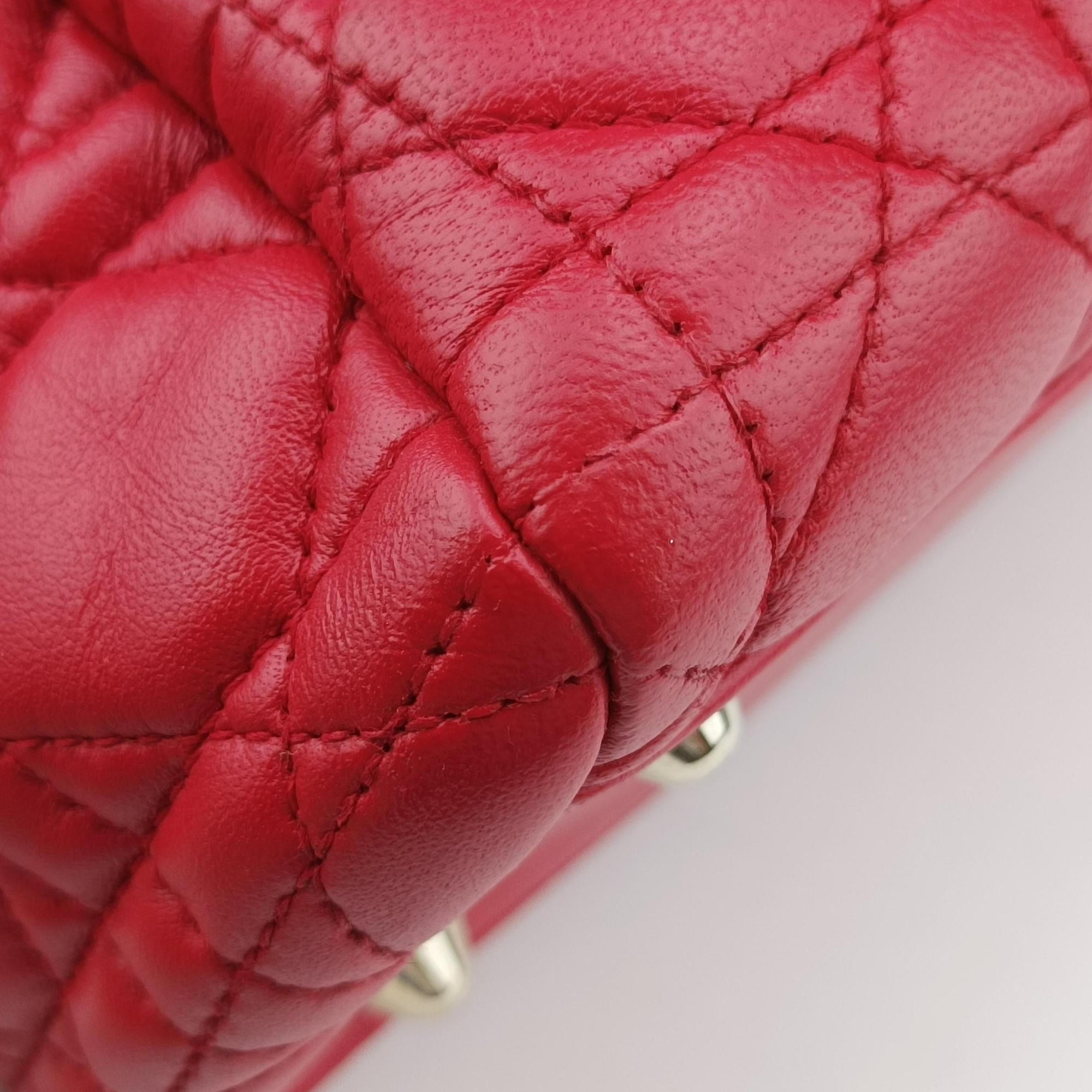 Pre-owned Christian Dior Cannage Dior Soft Shopping Red lambskin  shoulderbag | stylenewstar