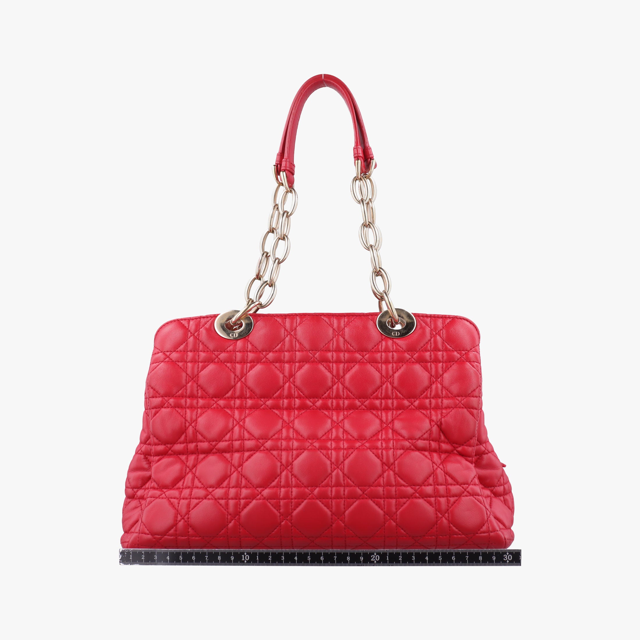 Pre-owned Christian Dior Cannage Dior Soft Shopping Red lambskin  shoulderbag | stylenewstar
