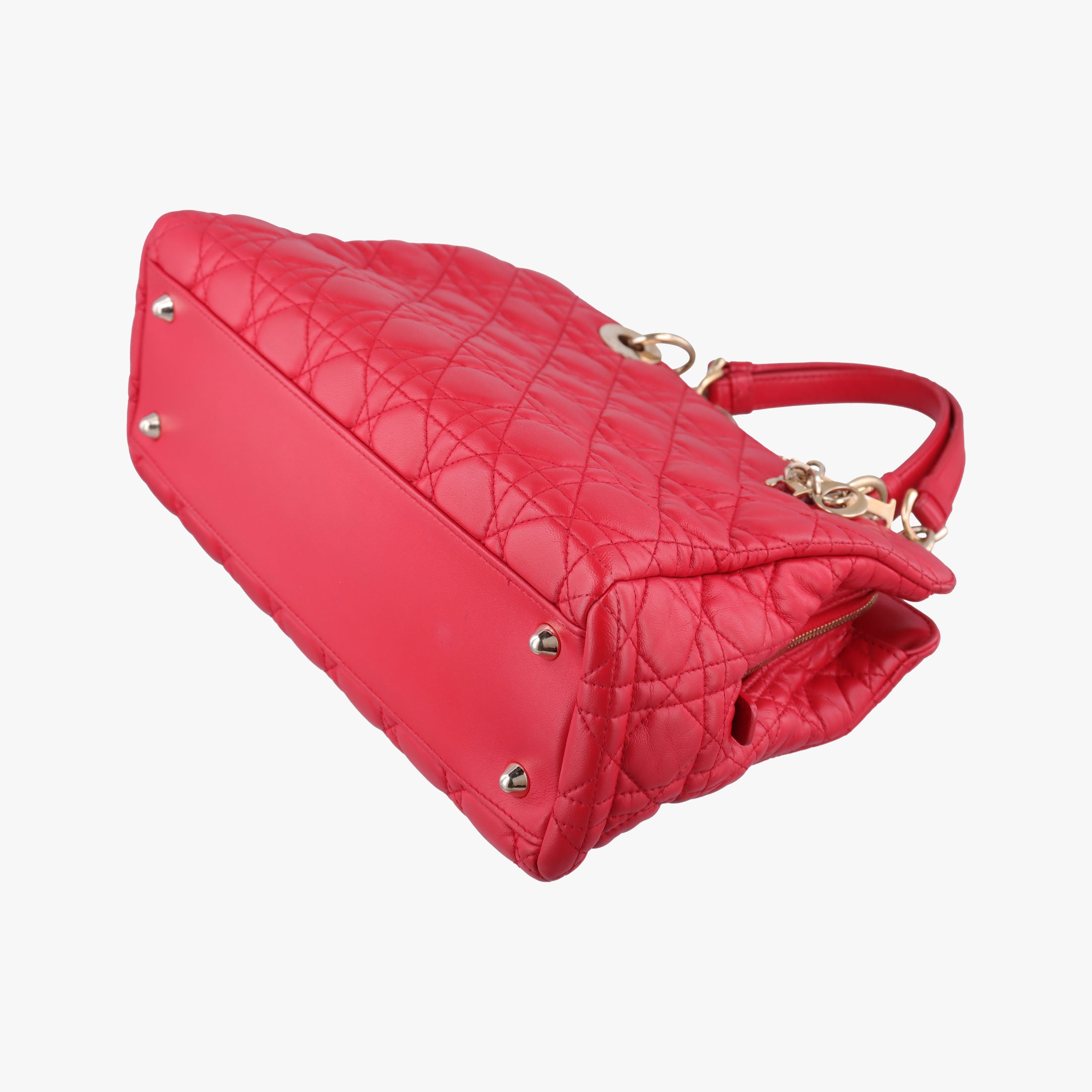 Pre-owned Christian Dior Cannage Dior Soft Shopping Red lambskin  shoulderbag | stylenewstar