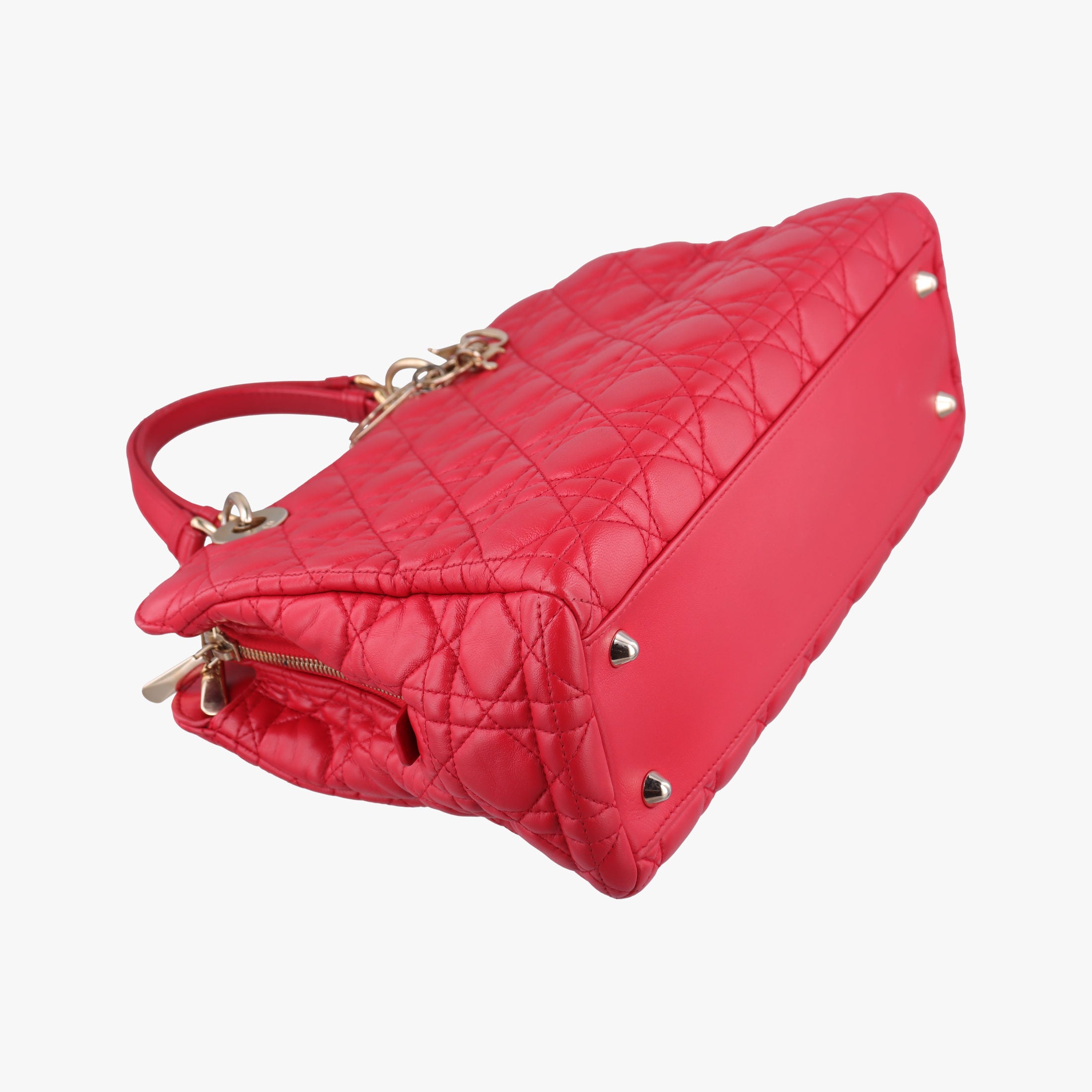 Pre-owned Christian Dior Cannage Dior Soft Shopping Red lambskin  shoulderbag | stylenewstar