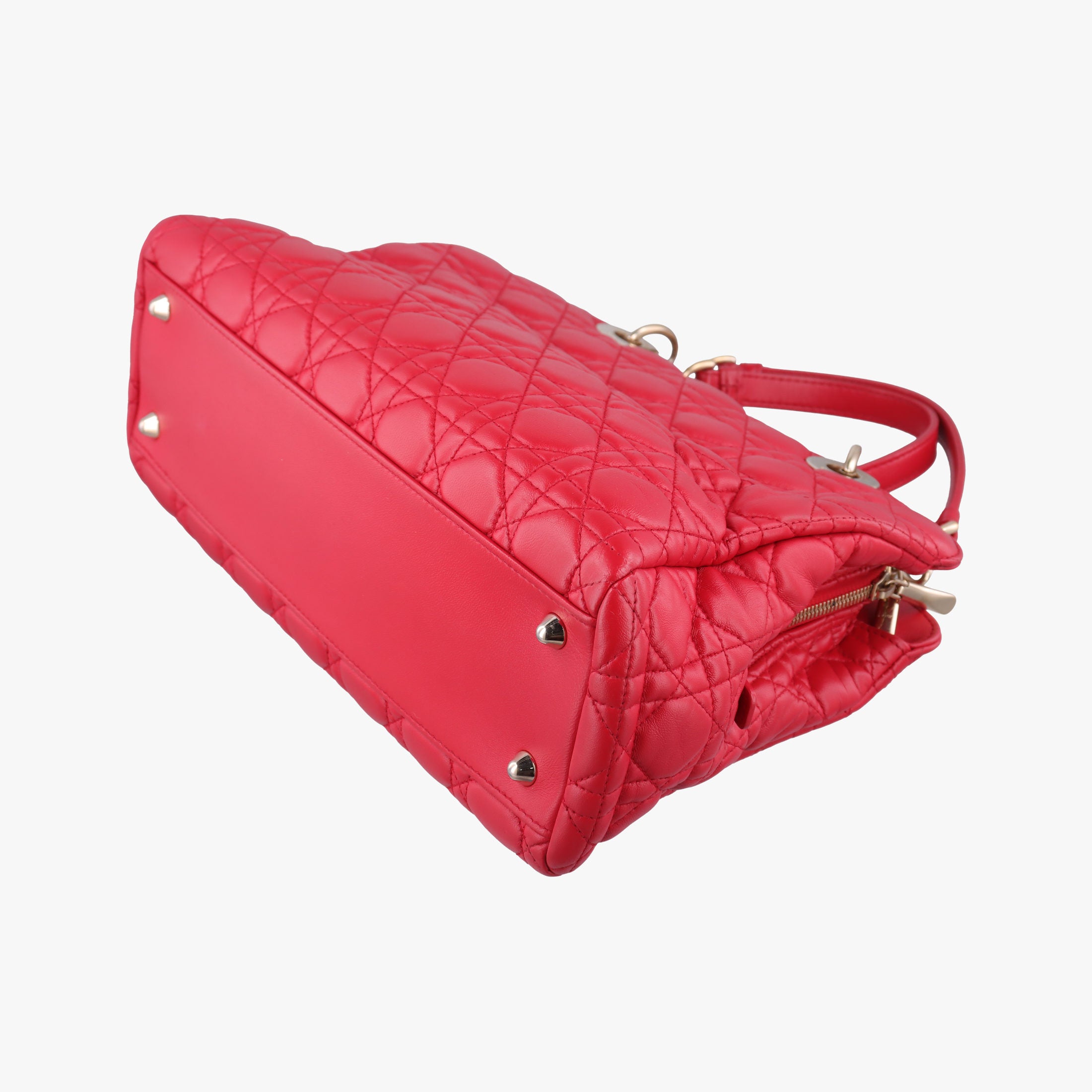 Pre-owned Christian Dior Cannage Dior Soft Shopping Red lambskin  shoulderbag | stylenewstar