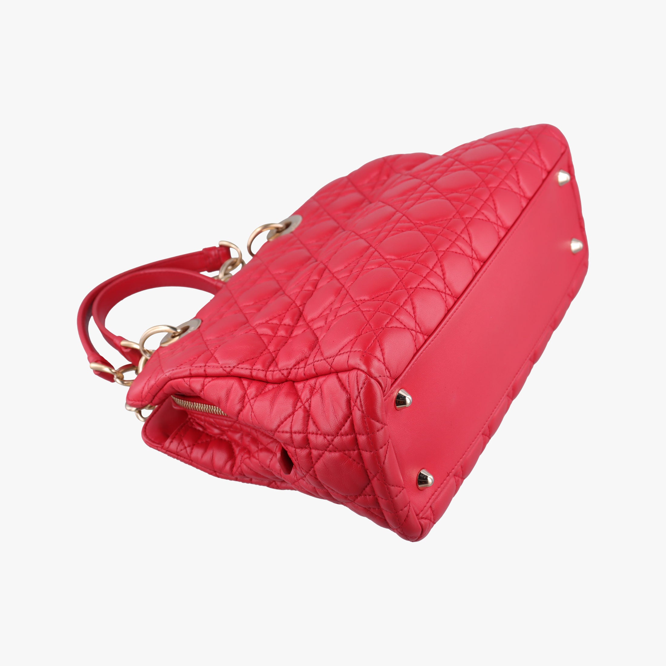 Pre-owned Christian Dior Cannage Dior Soft Shopping Red lambskin  shoulderbag | stylenewstar