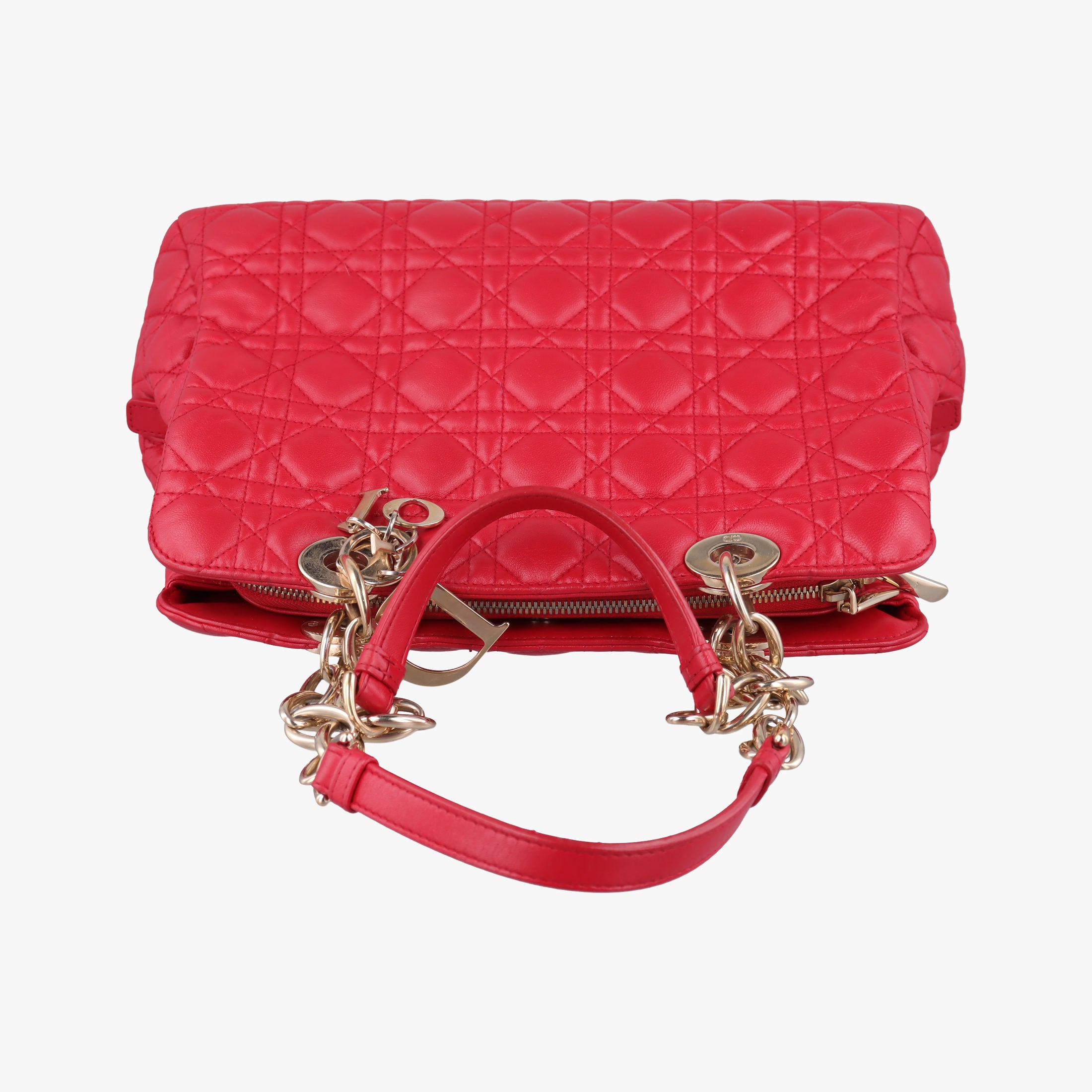Pre-owned Christian Dior Cannage Dior Soft Shopping Red lambskin  shoulderbag | stylenewstar
