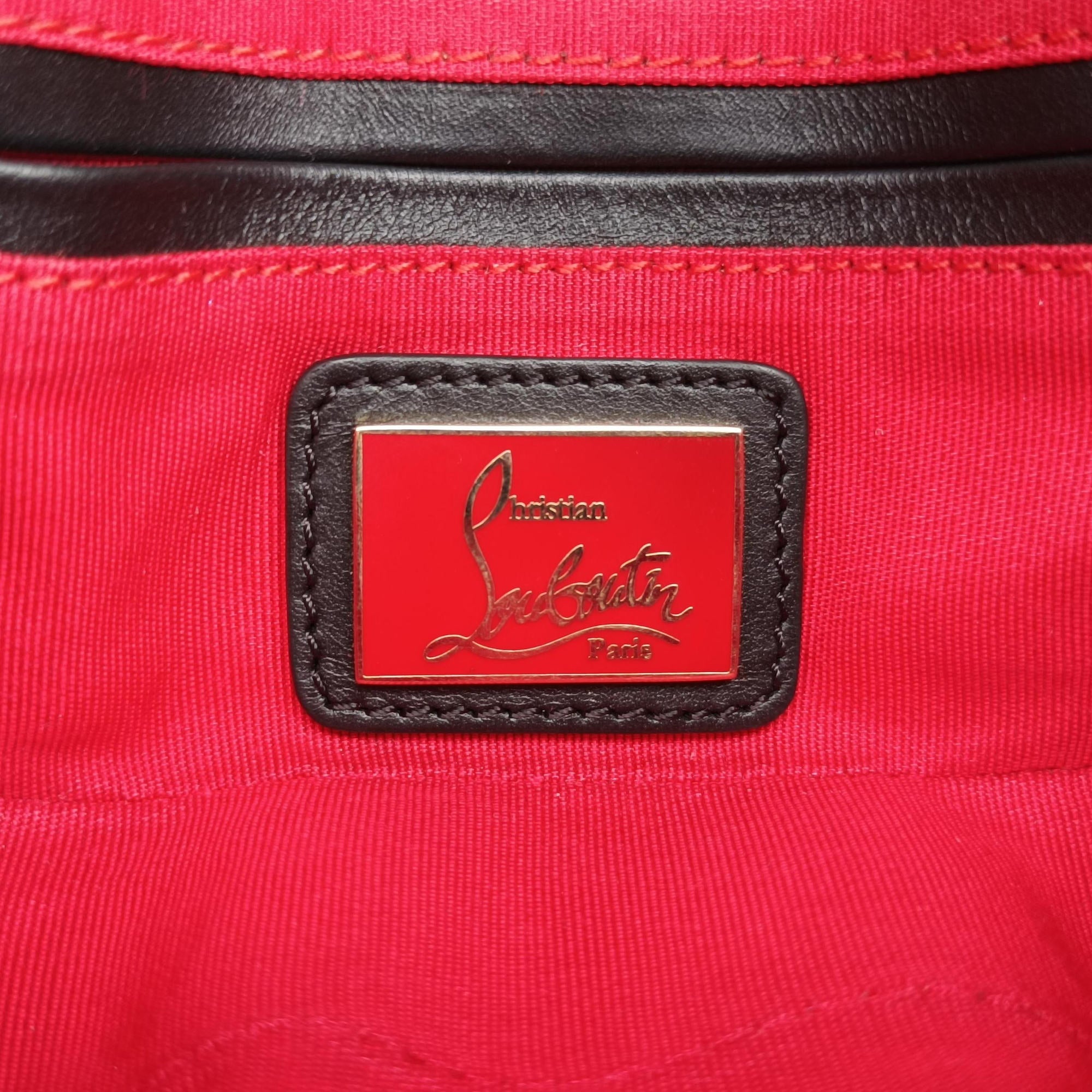 Pre-owned Christian Louboutin Sweet Charity Scarabe Spike Black Leather  shoulderbag | stylenewstar